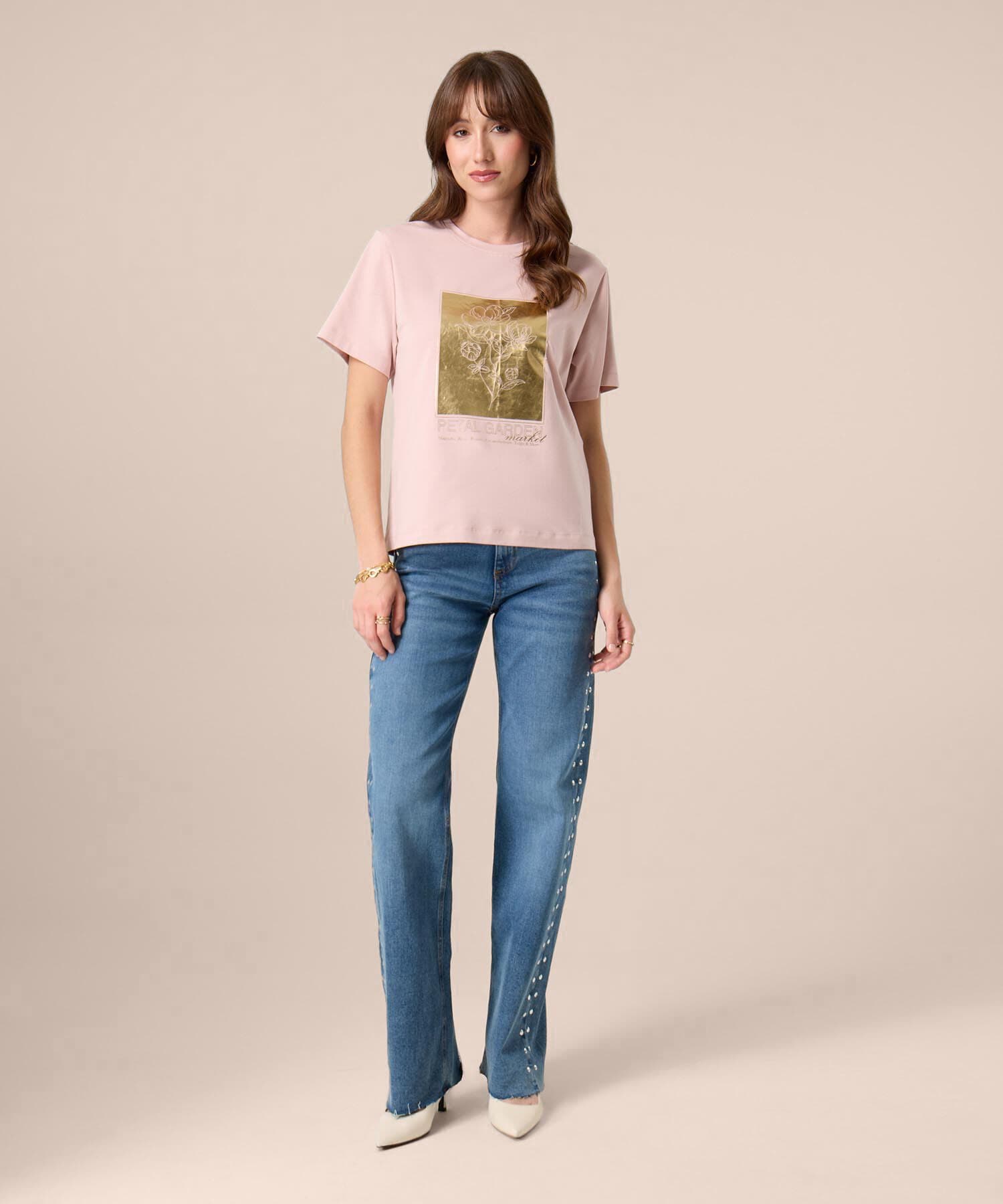 Camiseta Cedro Esencial rosa empolvado para mujer, vista 2