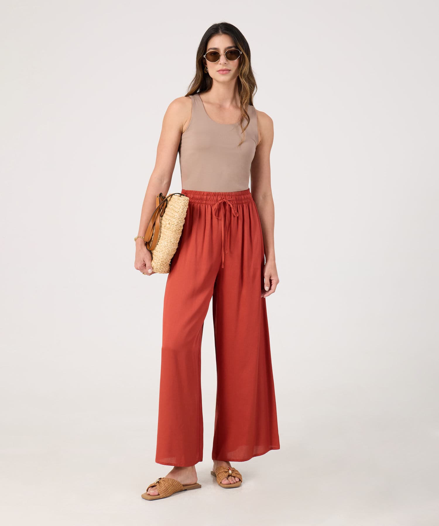 Pantalón Selva Minimalista naranja para mujer, vista 2