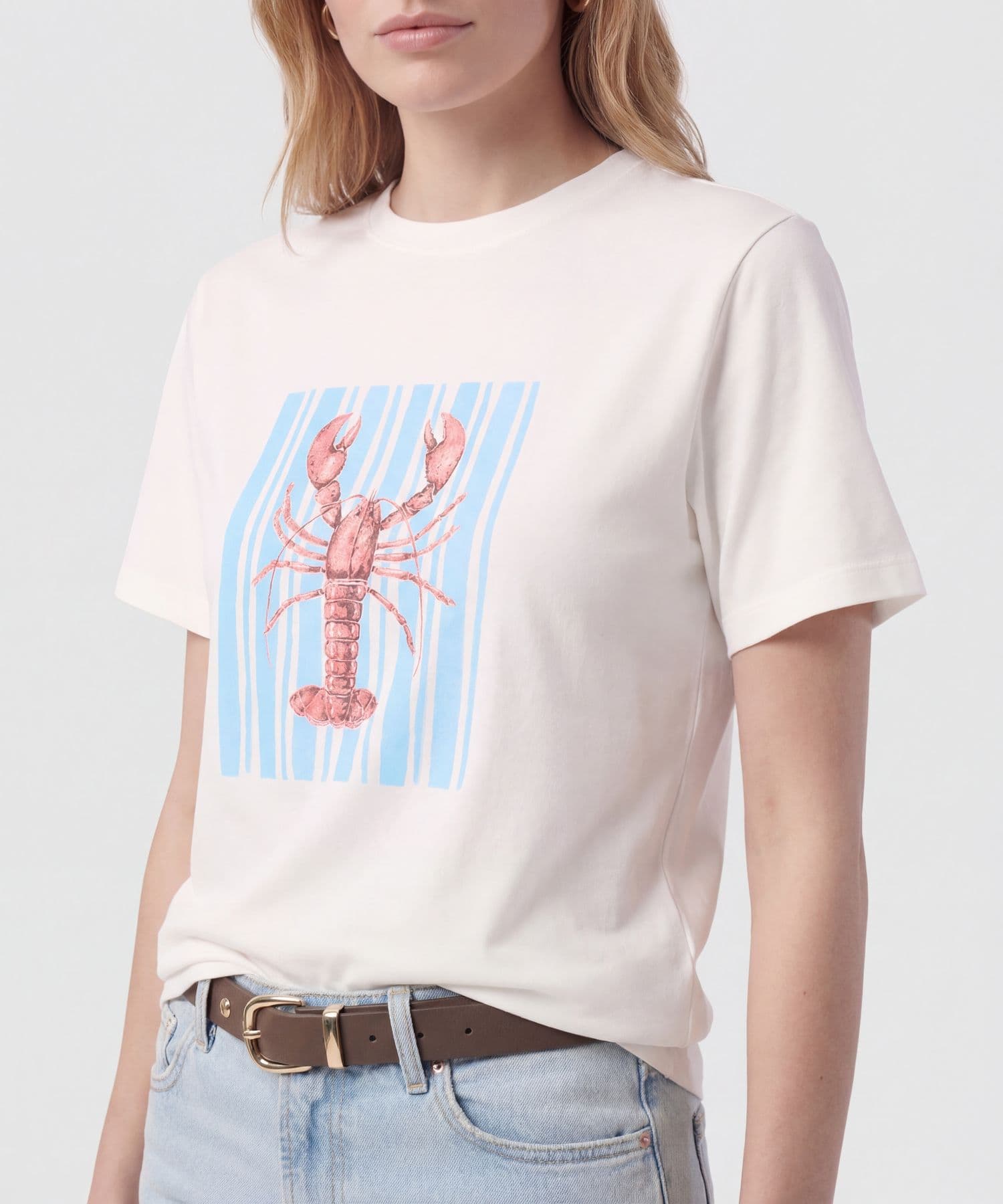 Camiseta Litoral Minimalista blanco para mujer, vista 3