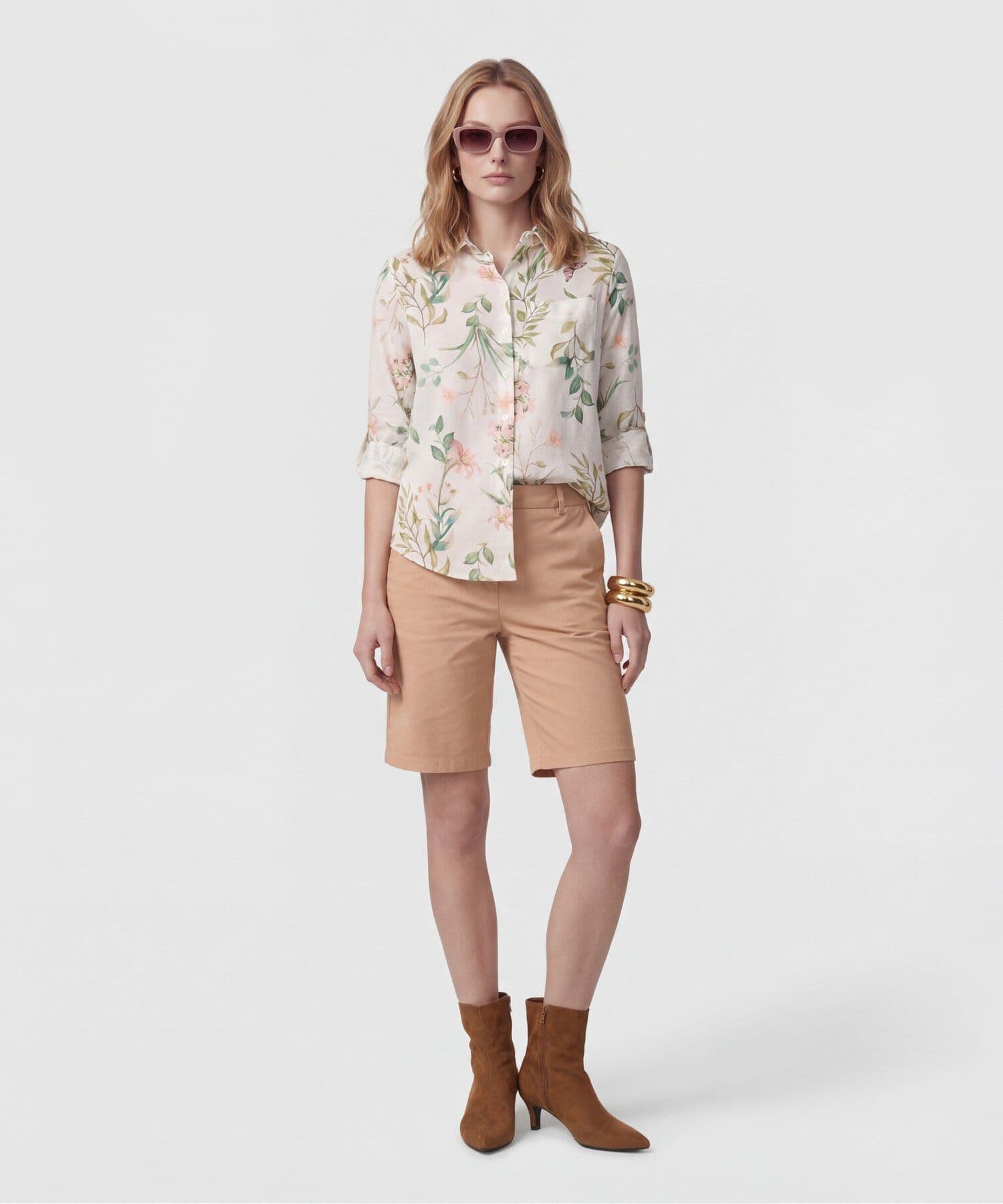 Camisa Marea Minimalista rosa empolvado para mujer, vista 2