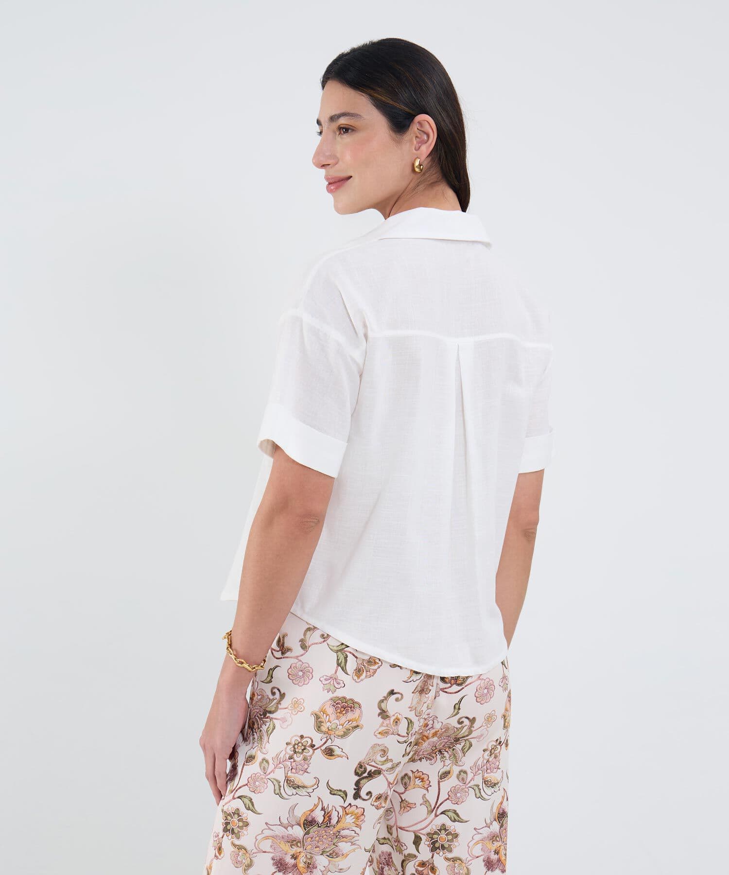 Camisa Celeste Relajado blanco para mujer, vista 4
