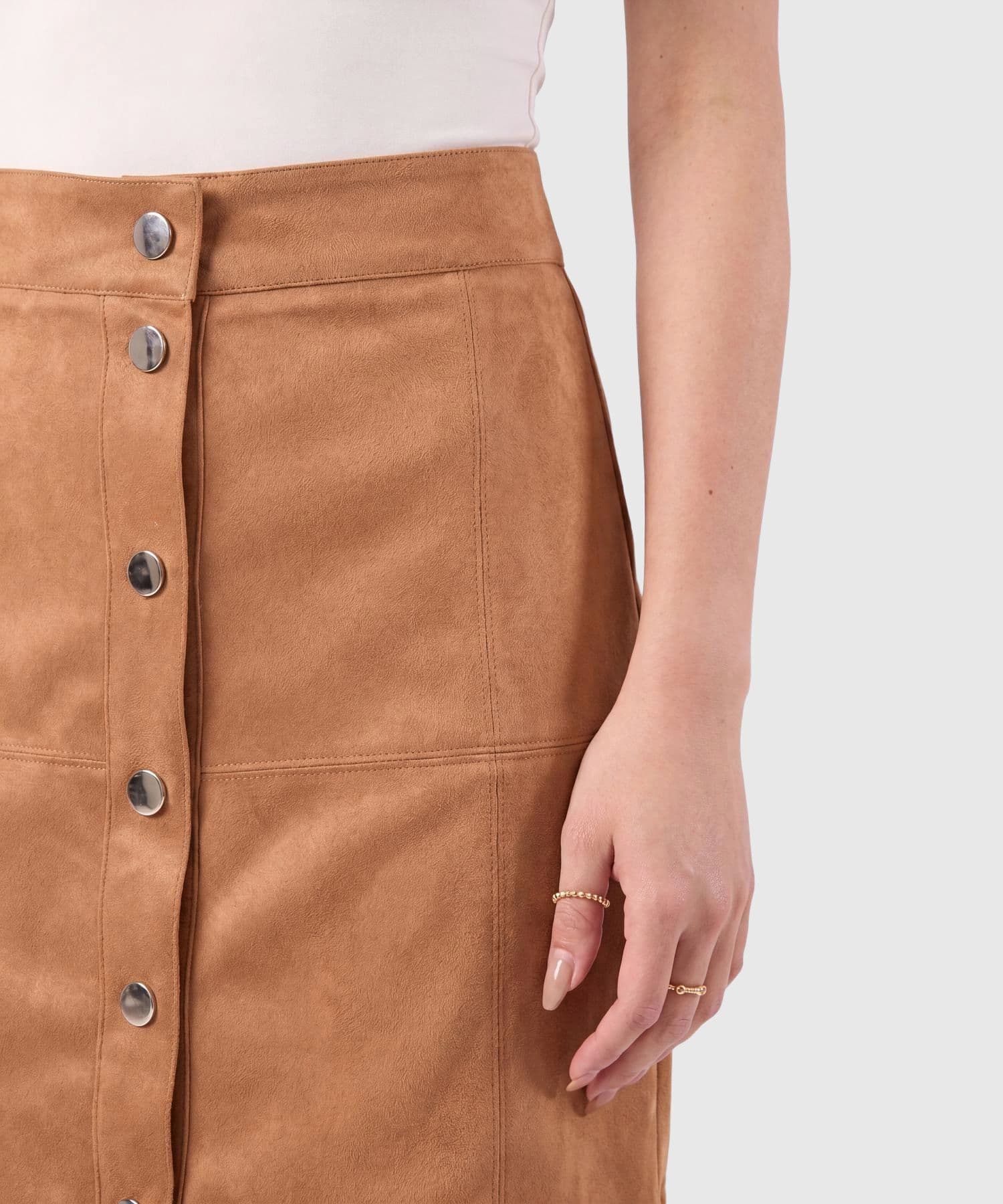 Falda Jacaranda Edición Lino café para mujer, vista 3