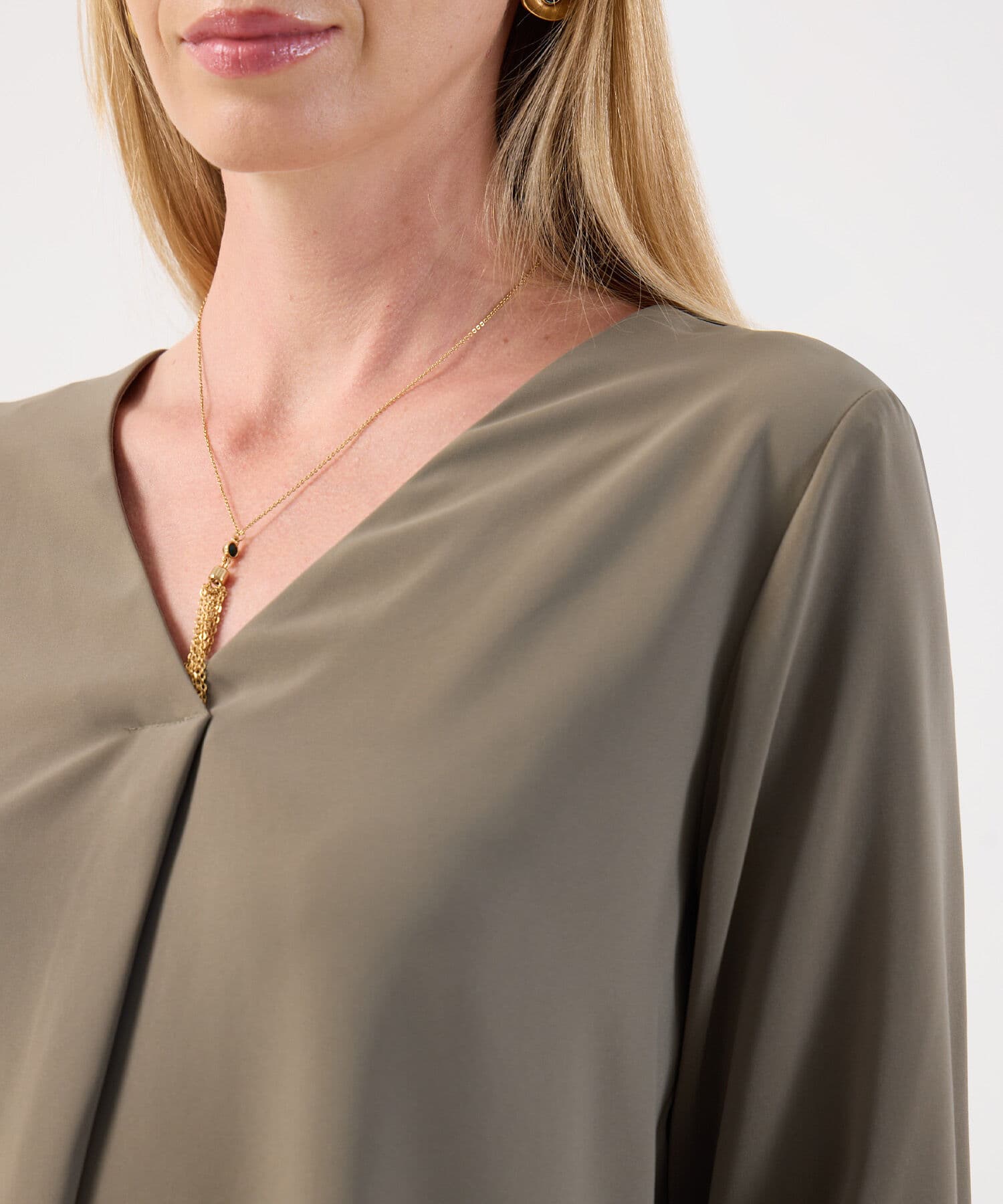 Blusa Dalia Natural verde oliva para mujer, vista 3