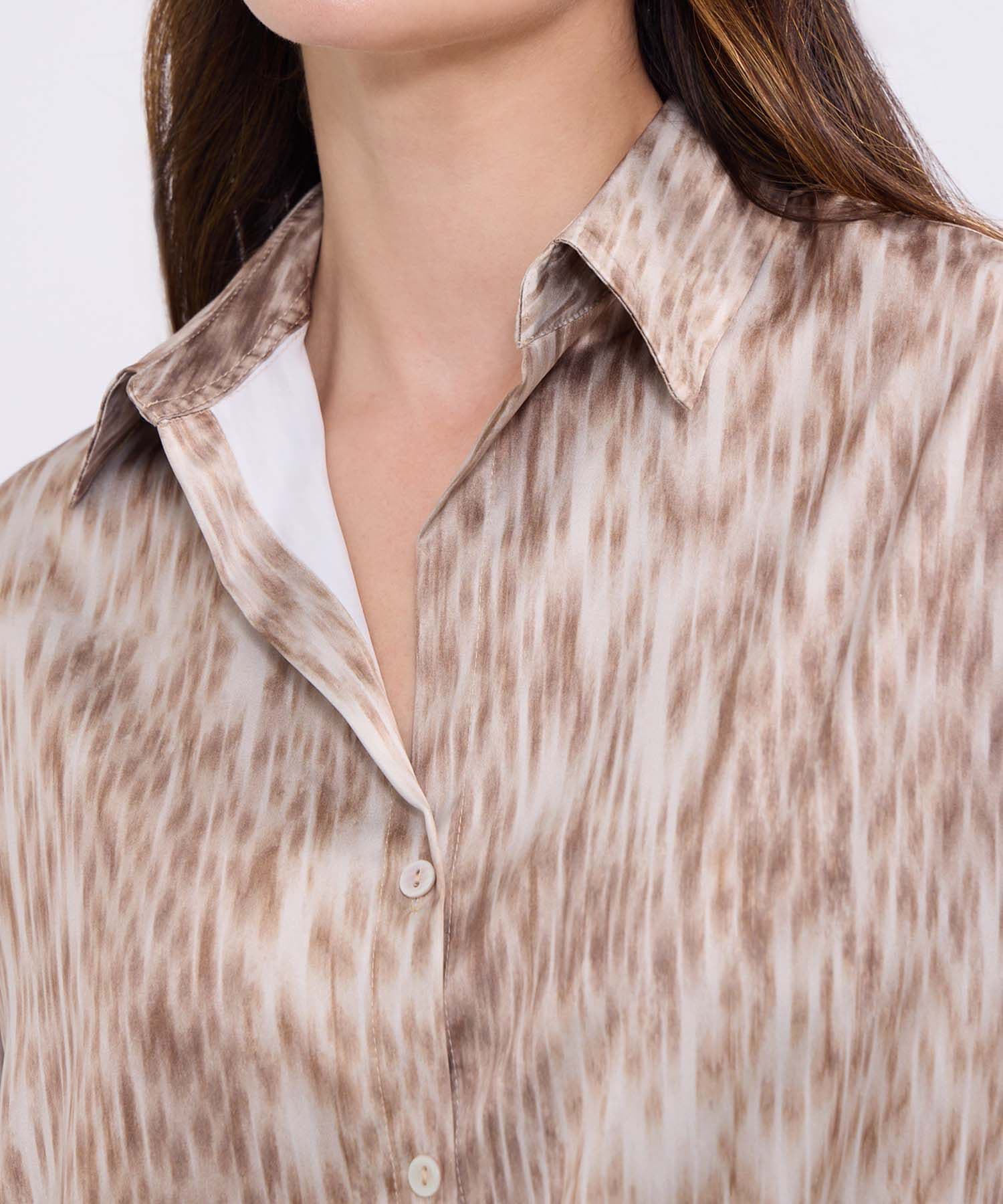 Camisa Palma Edición Lino café para mujer, vista 3