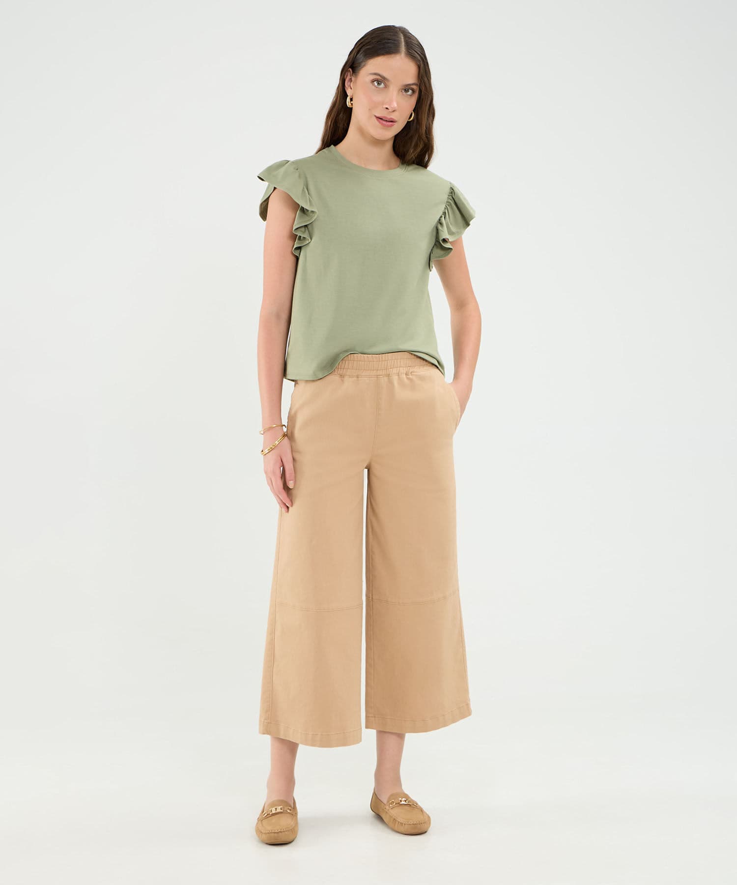 Camiseta Litoral Edición Lino verde oliva para mujer, vista 2