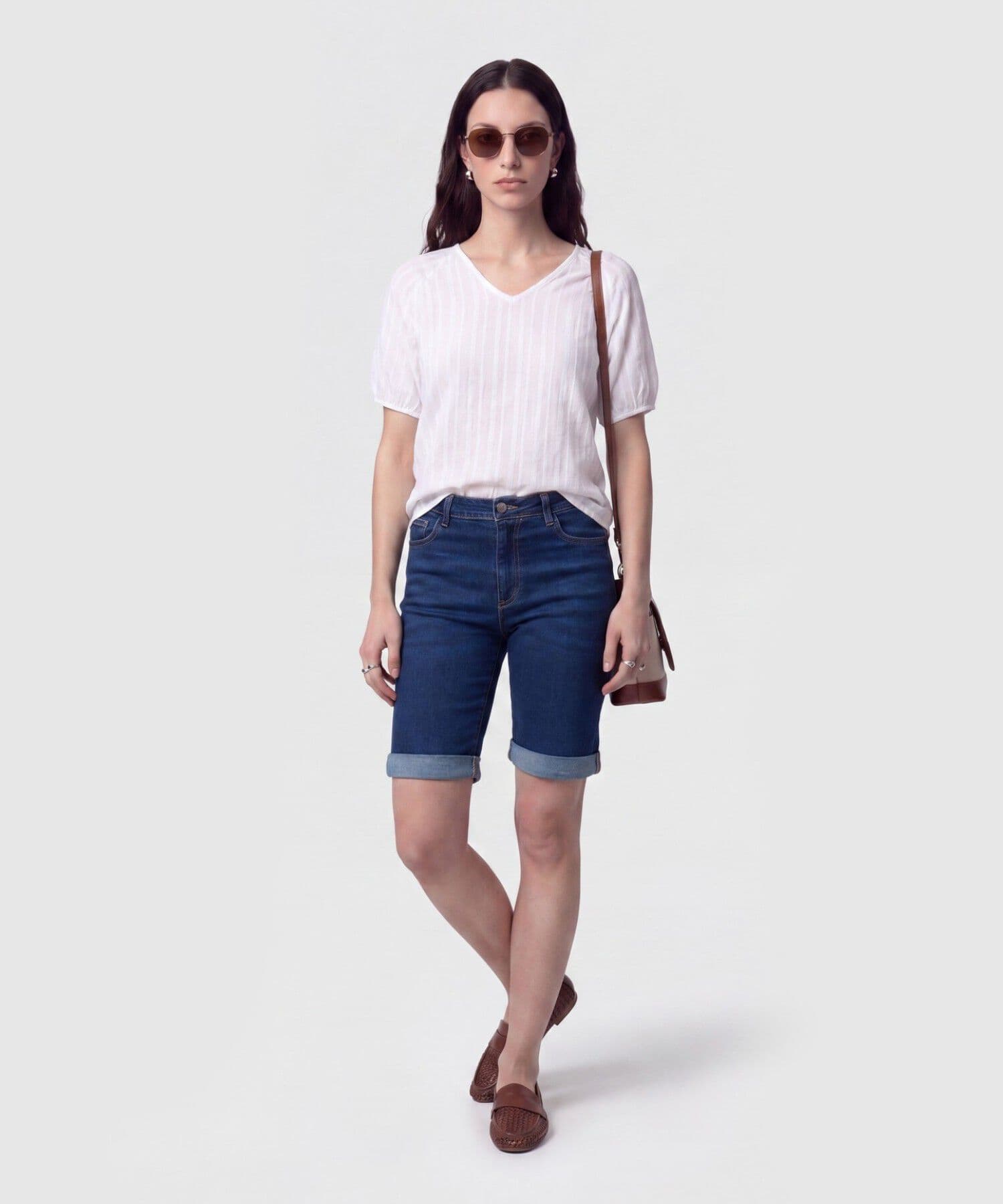 Bermuda Orquídea Minimalista azul marino para mujer, vista 2