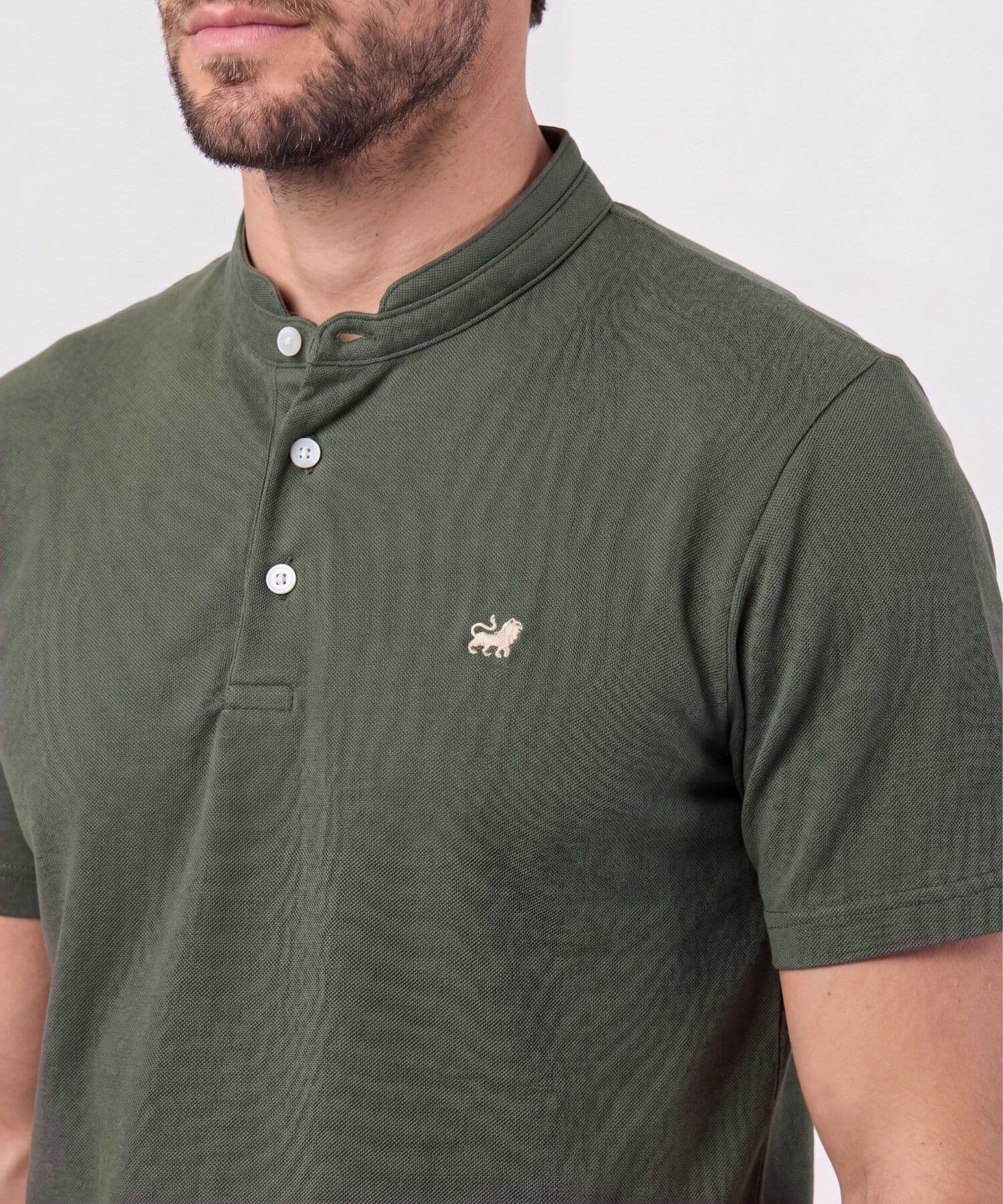 Polo Guayacán Relajado verde oliva para hombre, vista 3