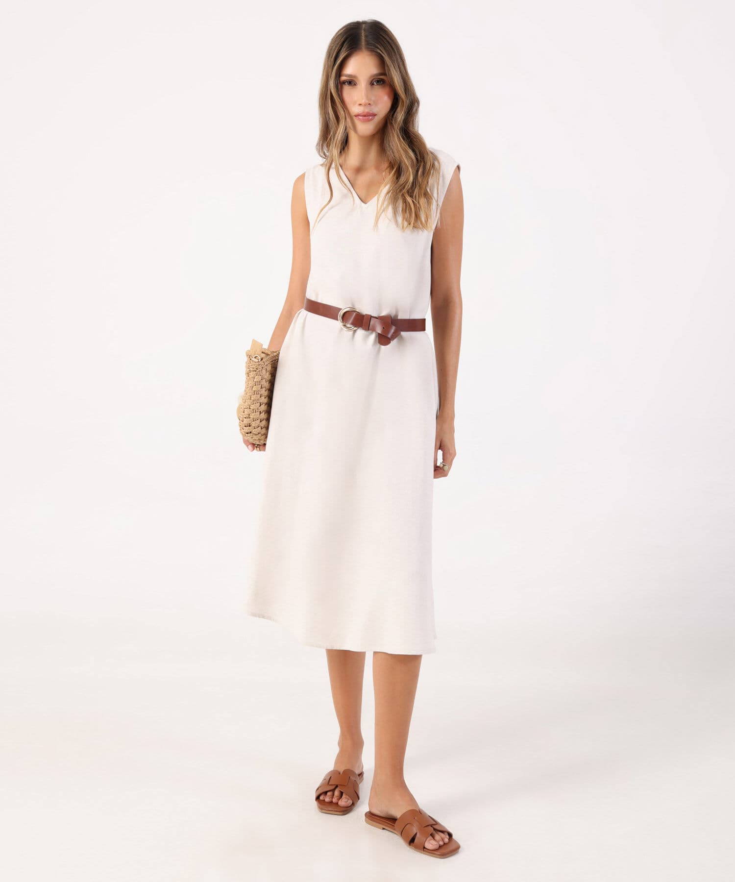 Vestido Dalia de Noche arena para mujer, vista principal