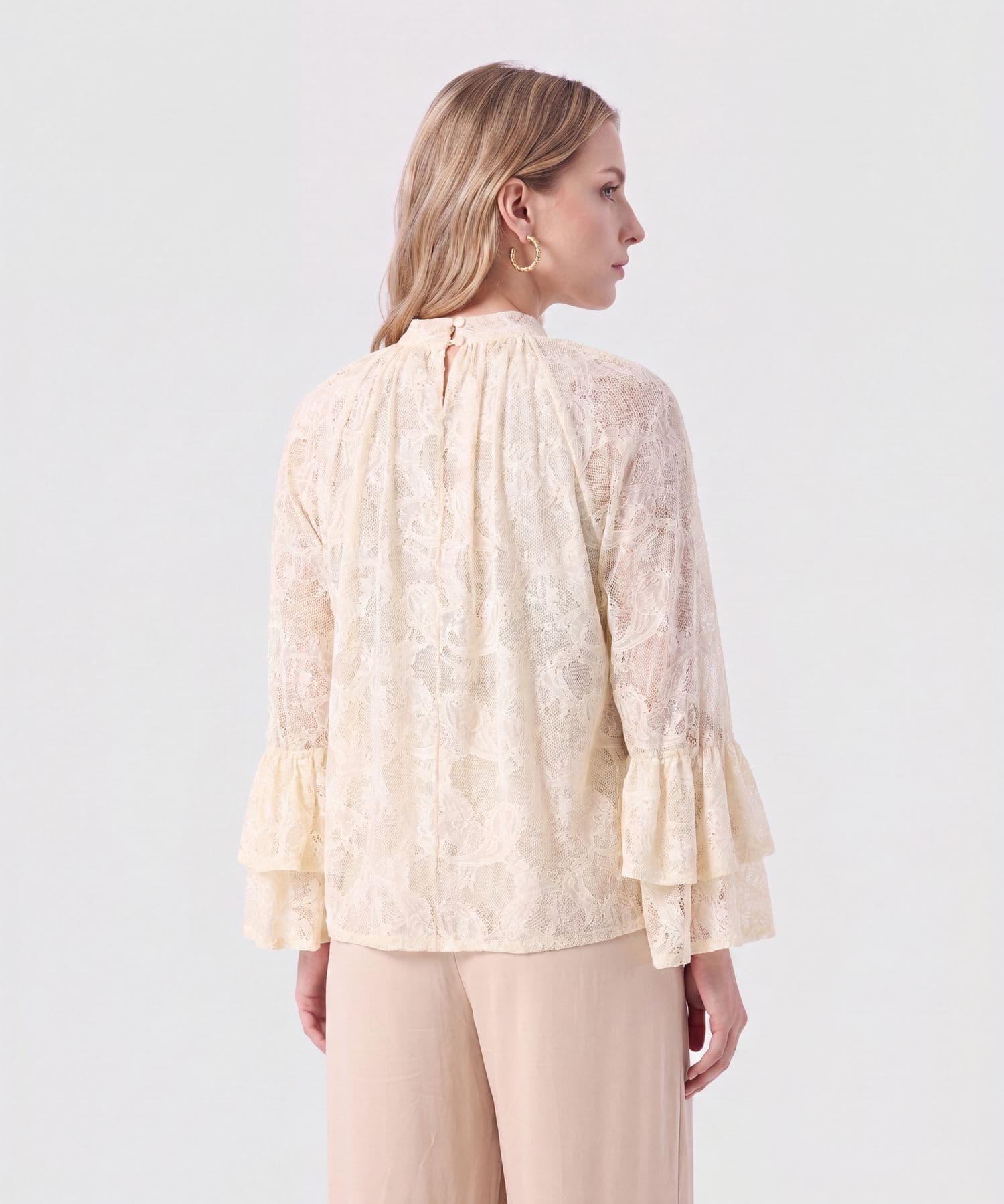 Blusa Calima Fluido arena para mujer, vista 4