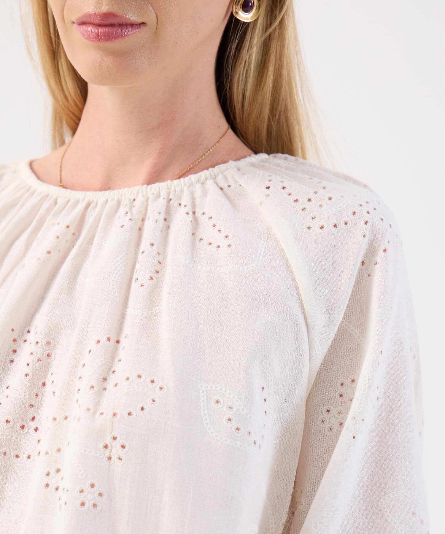 Blusa Violeta Minimalista blanco para mujer, vista 3
