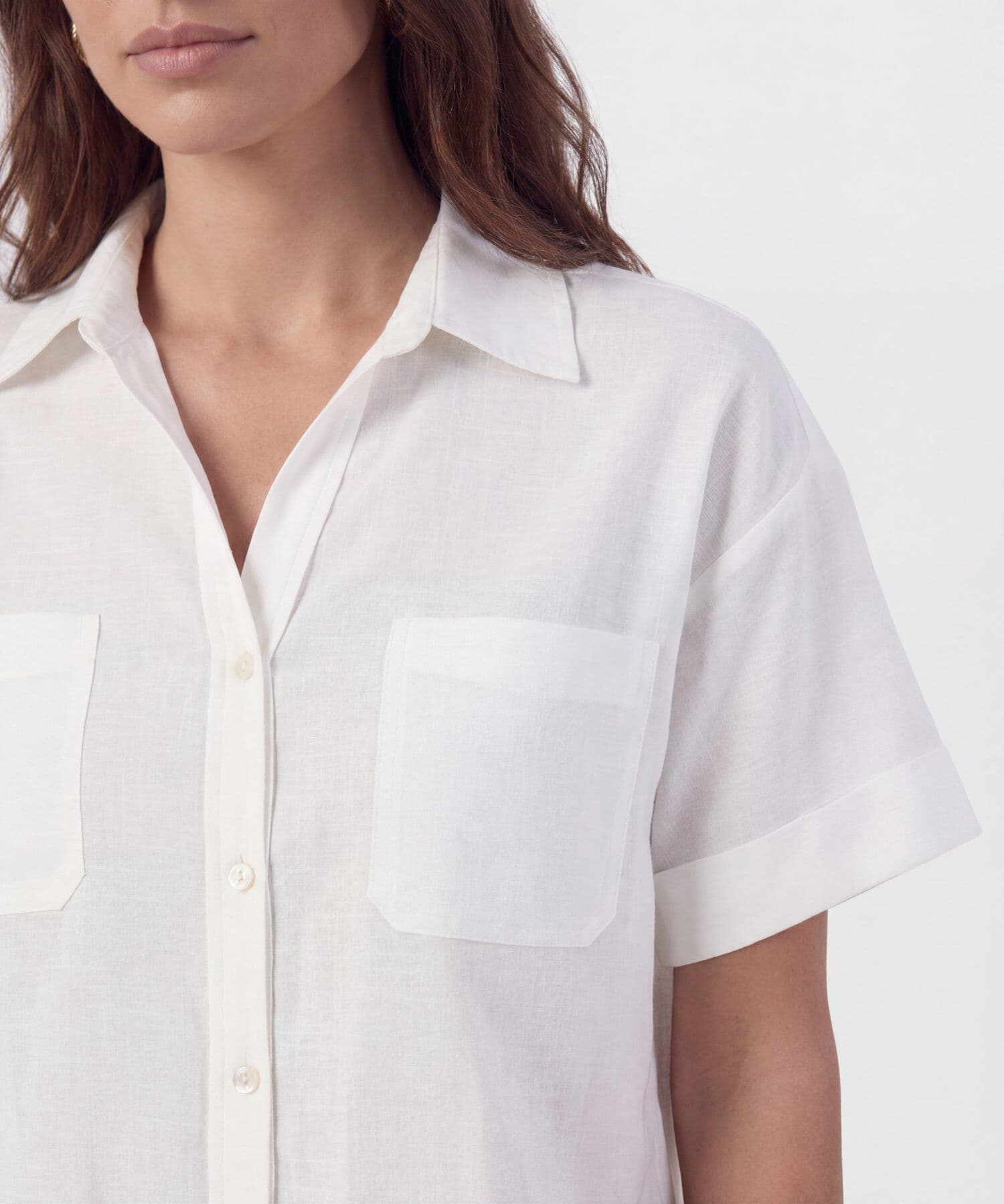 Camisa Marfil Edición Lino blanco para mujer, vista 3