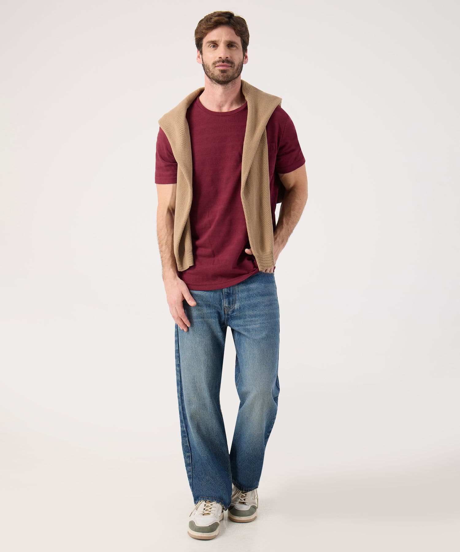 Camiseta Ámbar Minimalista arena para hombre, vista 2