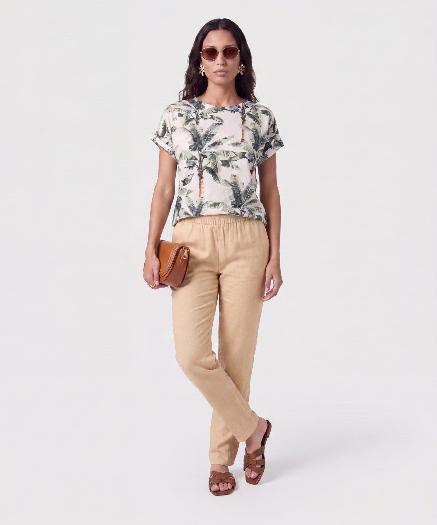 Blusa Sierra Edición Lino verde oliva para mujer, vista 2