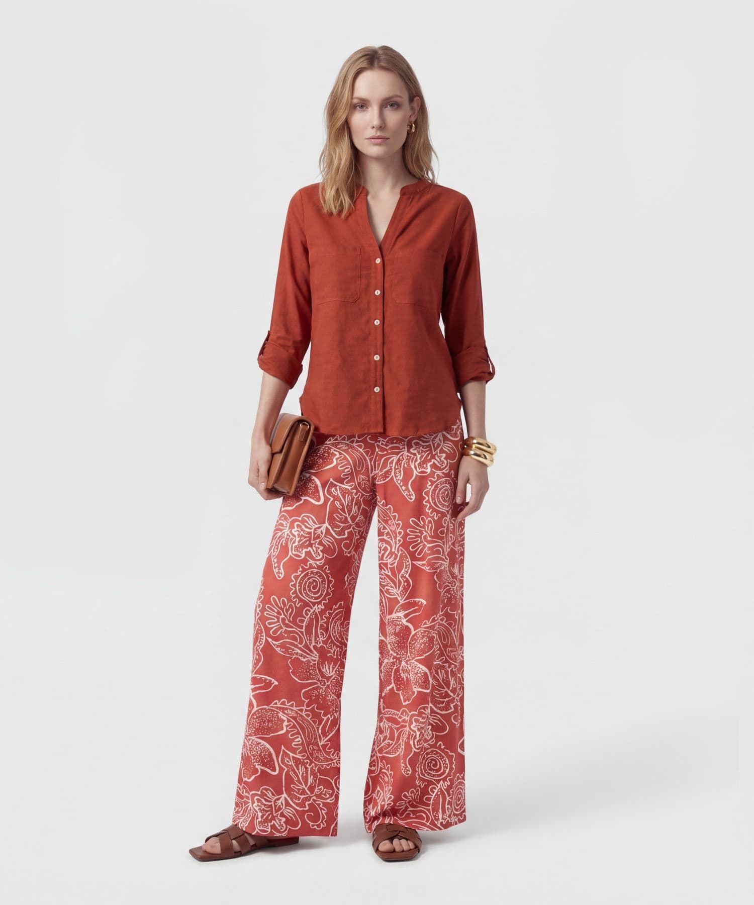 Pantalón Orquídea de Día naranja para mujer, vista 2