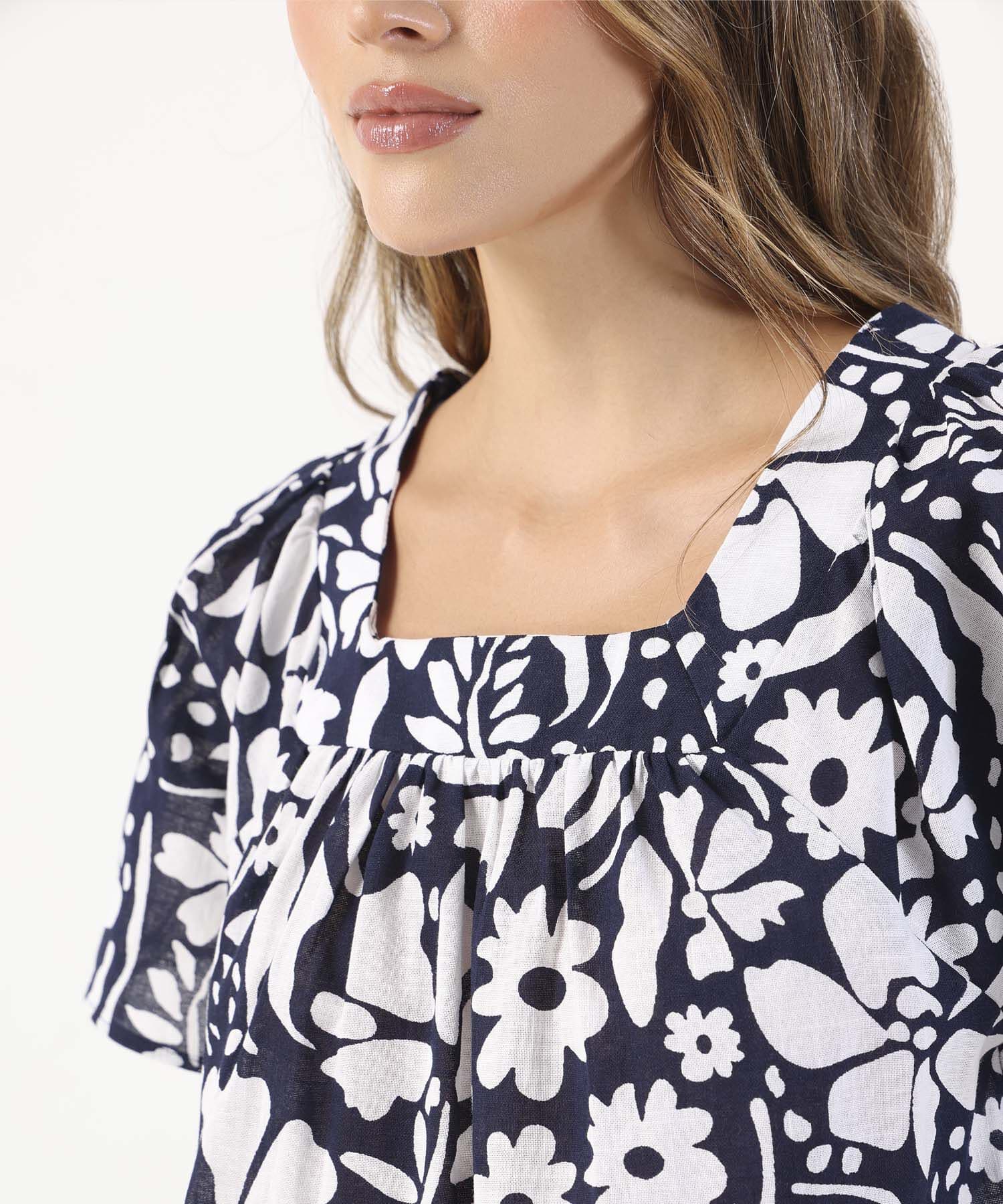 Blusa Litoral Relajado azul marino para mujer, vista 3