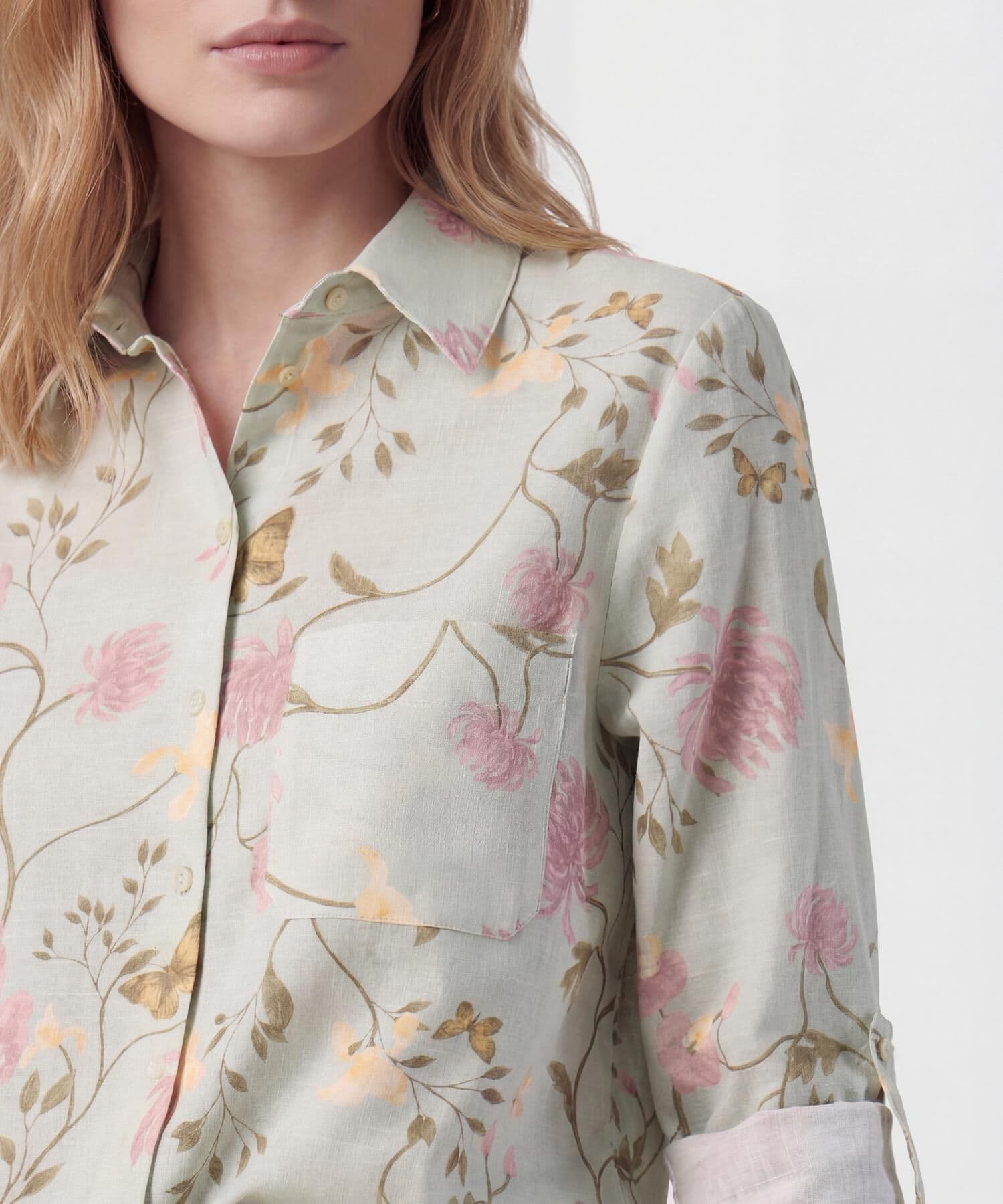 Camisa Isadora Relajado verde oliva para mujer, vista 3