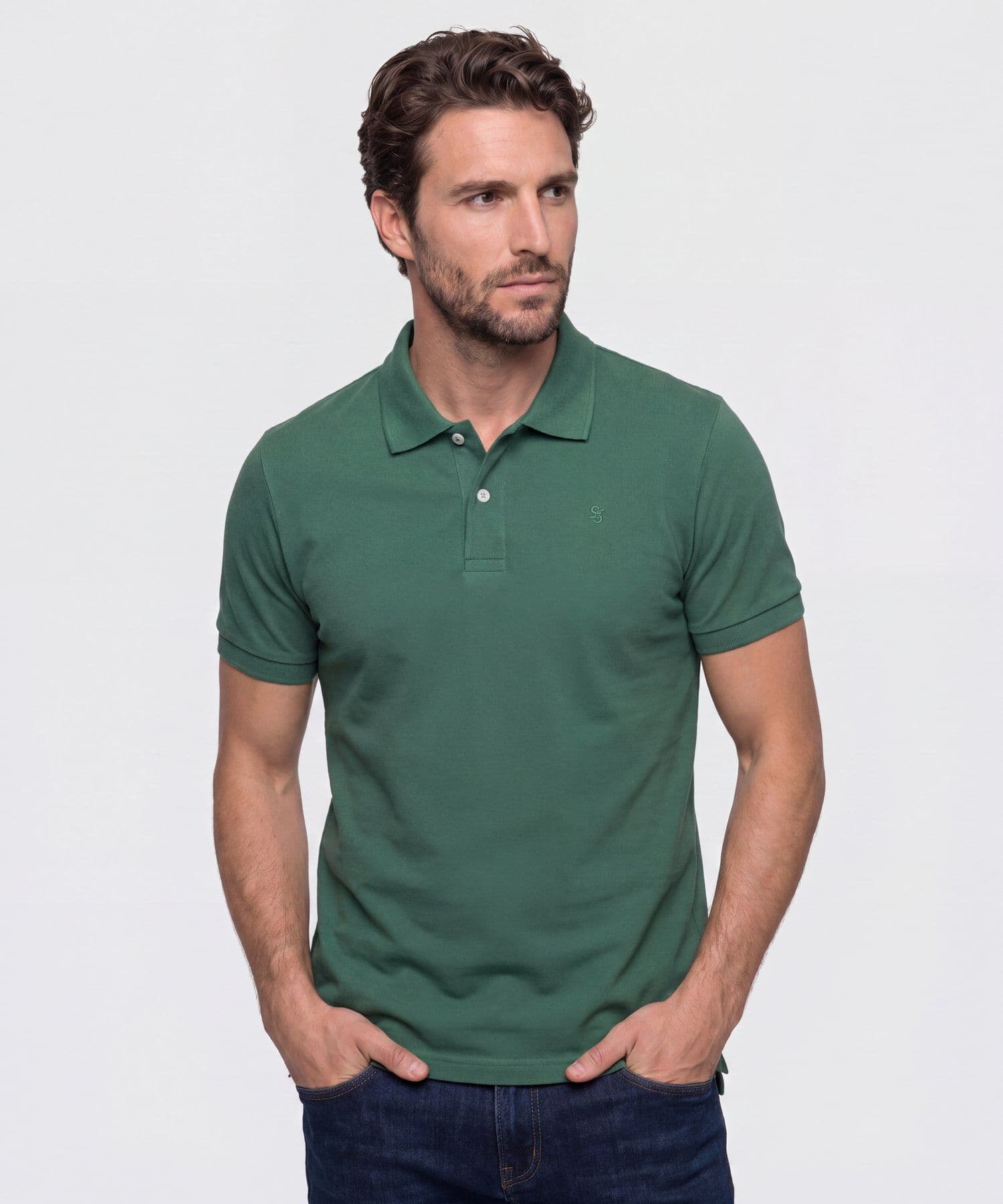Polo Orquídea Clásico verde oliva para hombre, vista principal