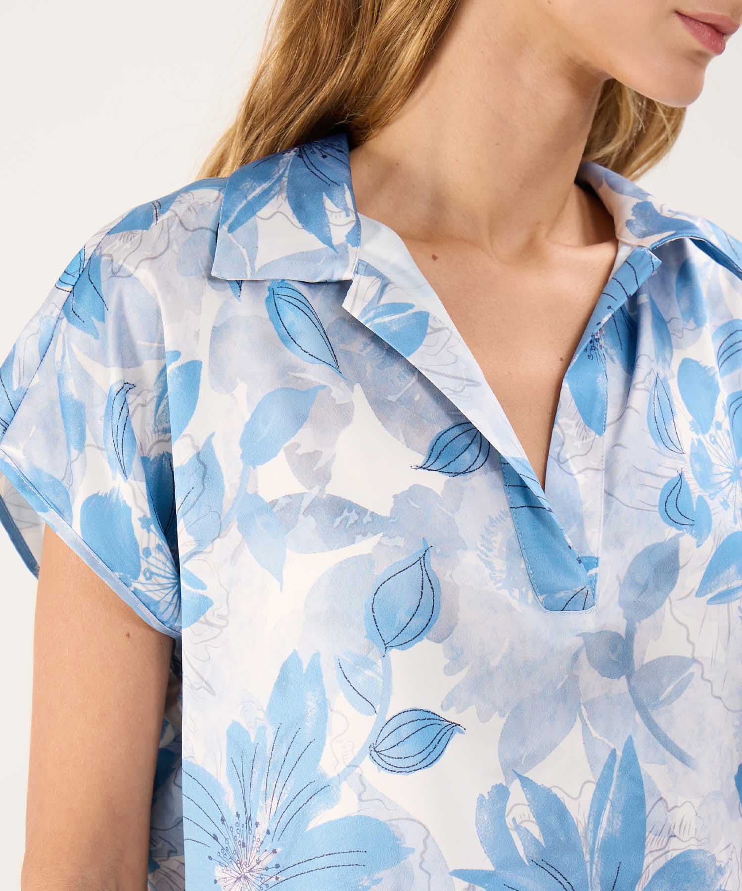 Blusa Coral Natural azul marino para mujer, vista 3