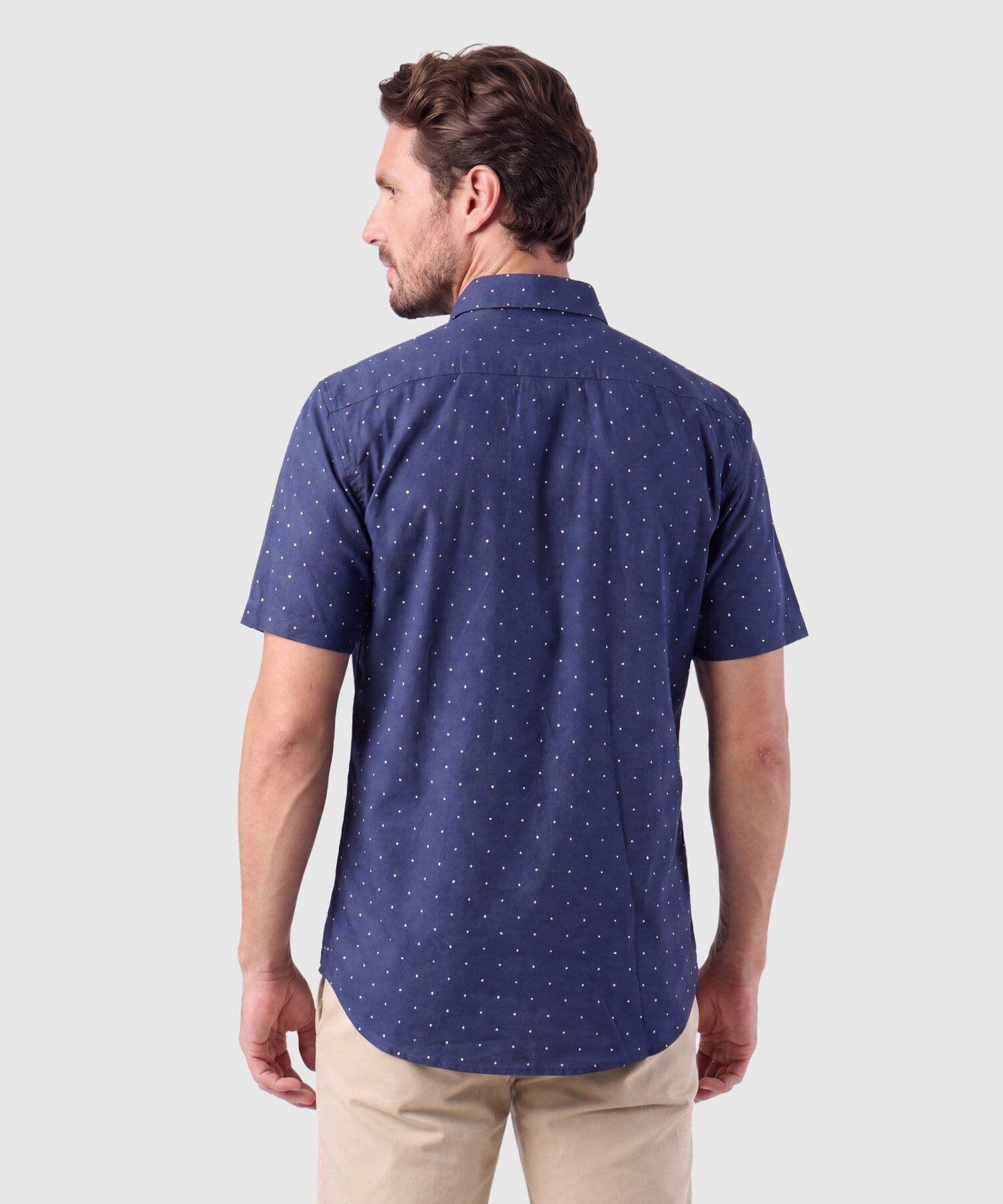 Camisa Palma Minimalista azul marino para hombre, vista 4