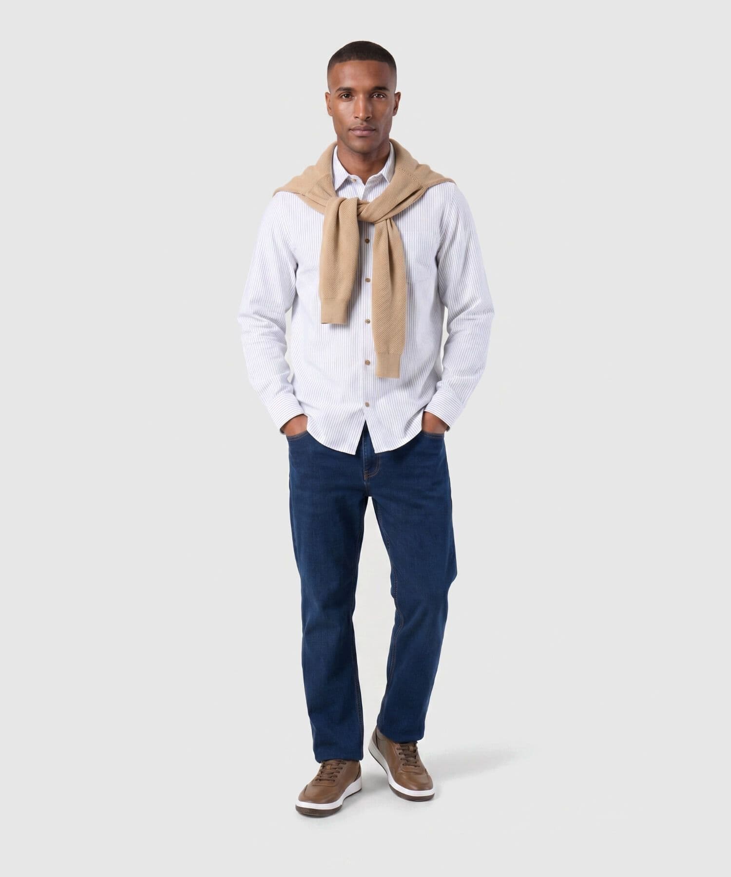Camisa Carmín Texturizado azul marino para hombre, vista 2