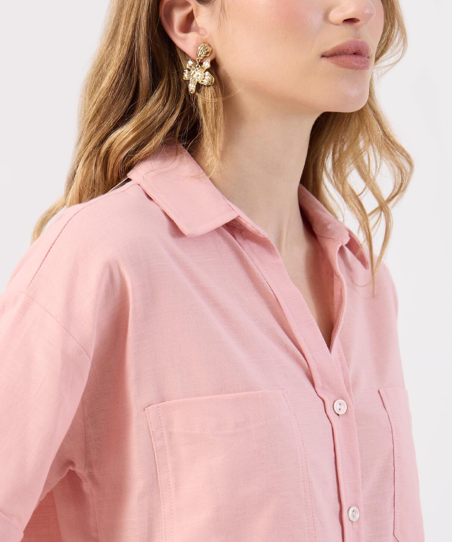 Camisa Valle Fluido rosa empolvado para mujer, vista 3