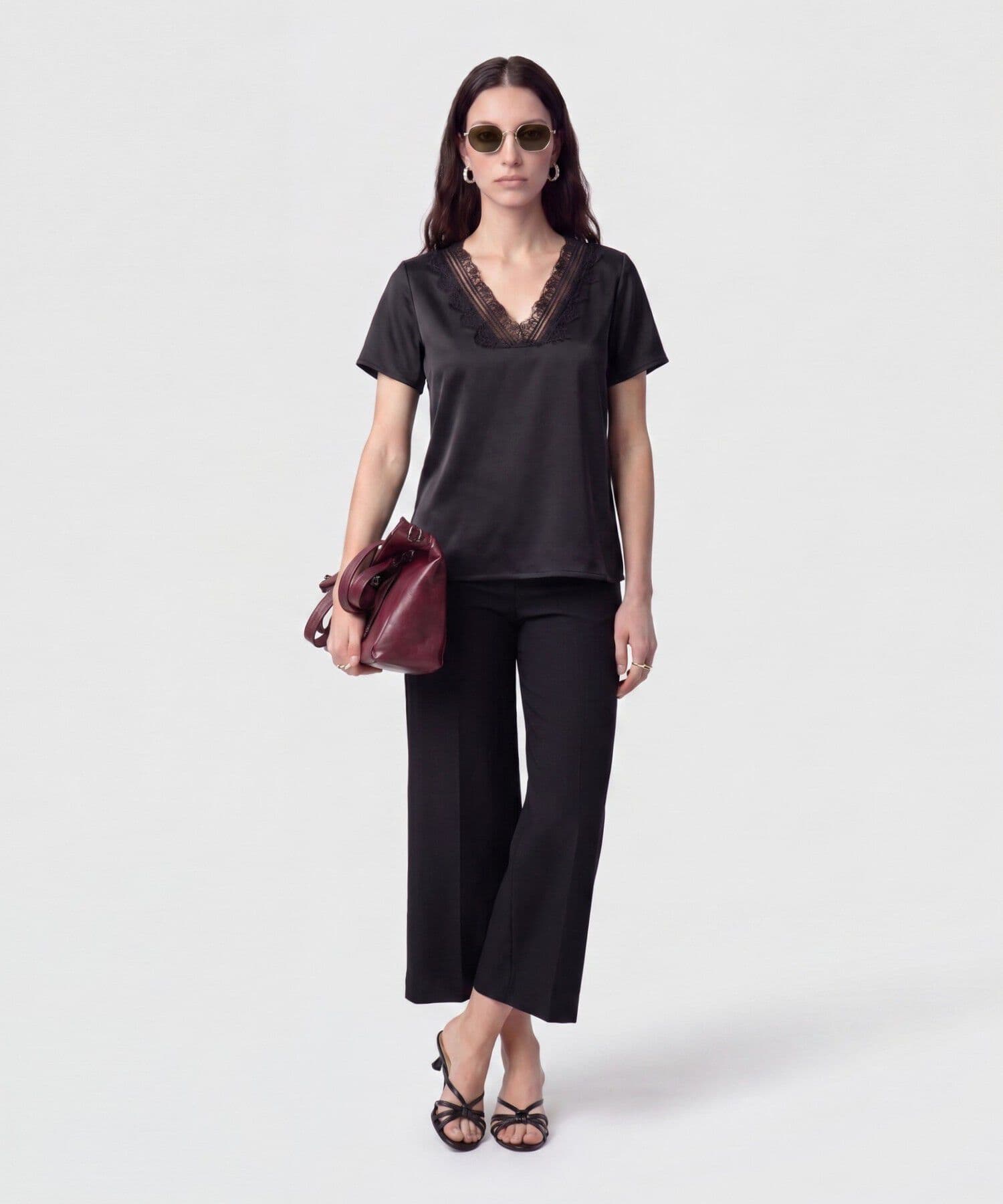 Blusa Salina Ligero negro para mujer, vista 2