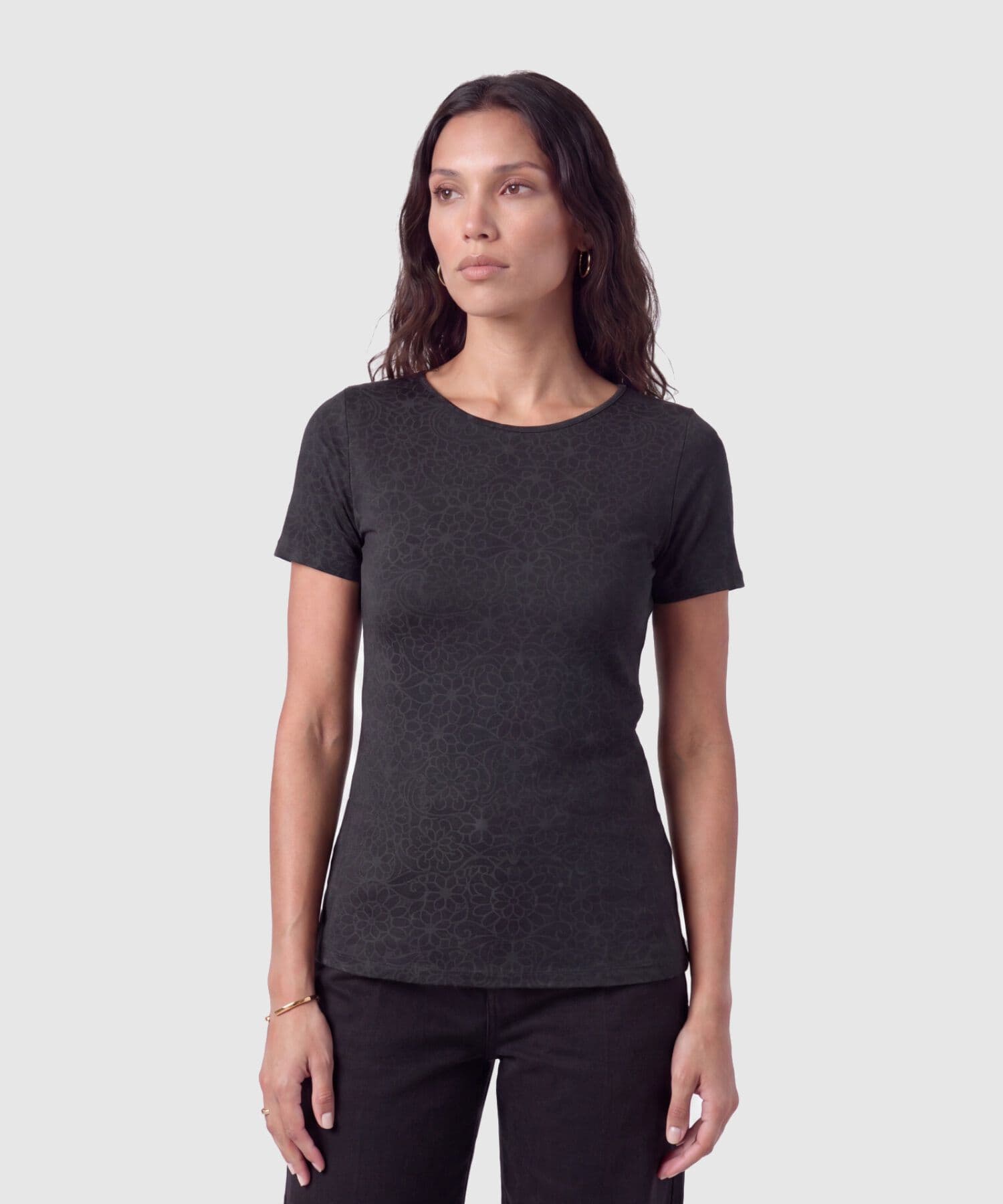 Camiseta Amalia Texturizado negro para mujer, vista principal