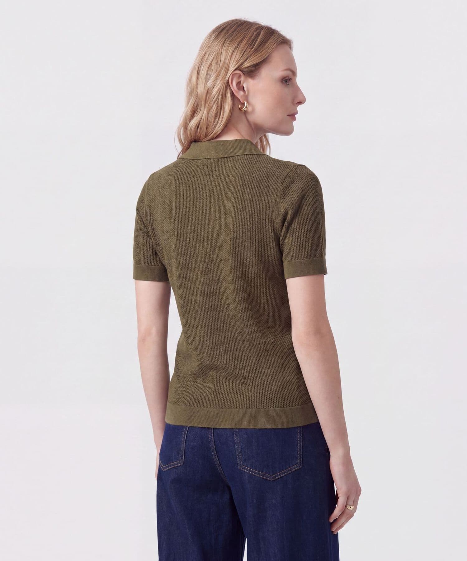 Polo Encanto Fluido verde oliva para mujer, vista 4