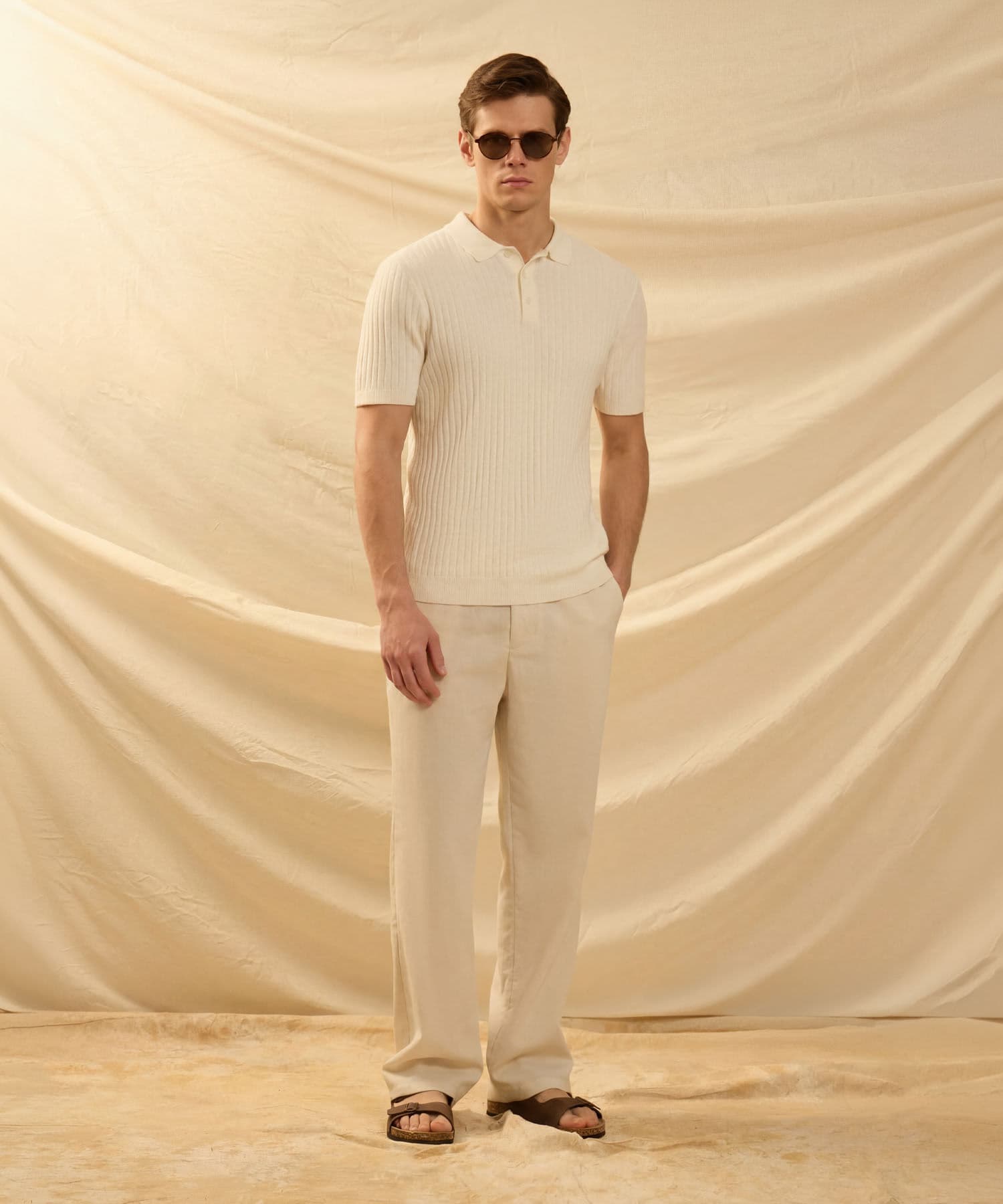 Pantalón Cedro Clásico arena para hombre, vista 2