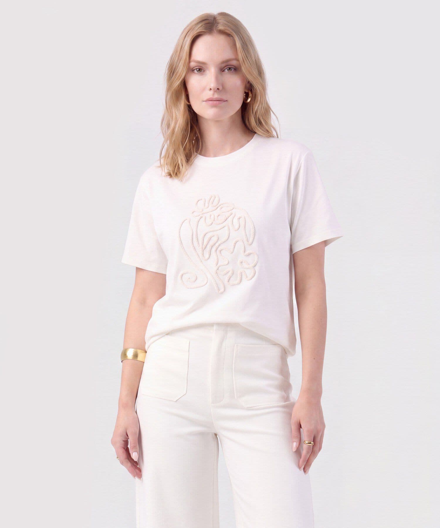 Camiseta Valentina Minimalista blanco para mujer, vista principal