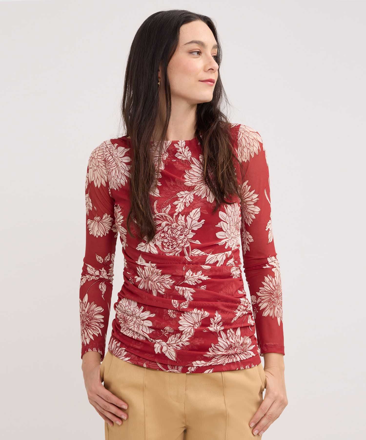 Camiseta Valentina Texturizado rojo granada para mujer, vista principal