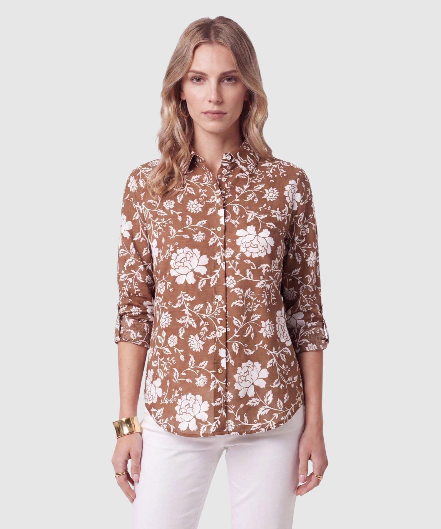 Camisa Orquídea Relajado café para mujer, vista principal