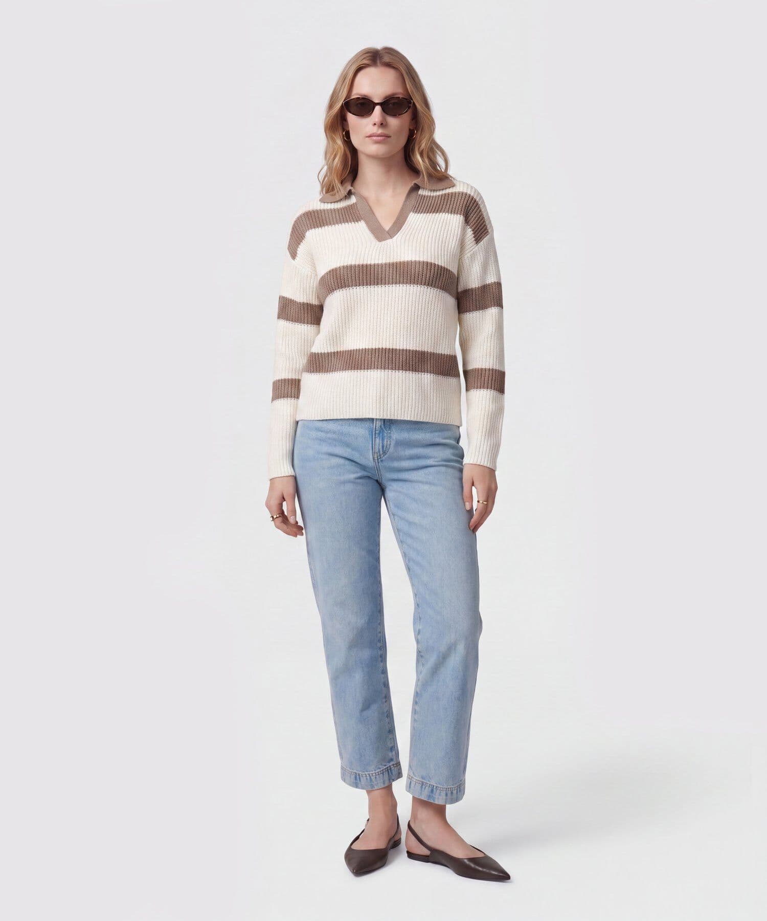Polo Cauce Texturizado blanco para mujer, vista 2