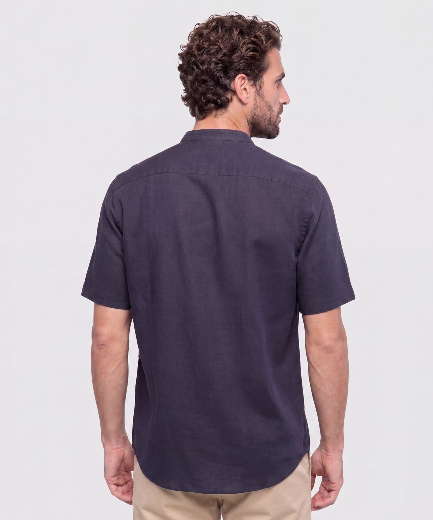Camisa Carmín de Ciudad azul marino para hombre, vista 4