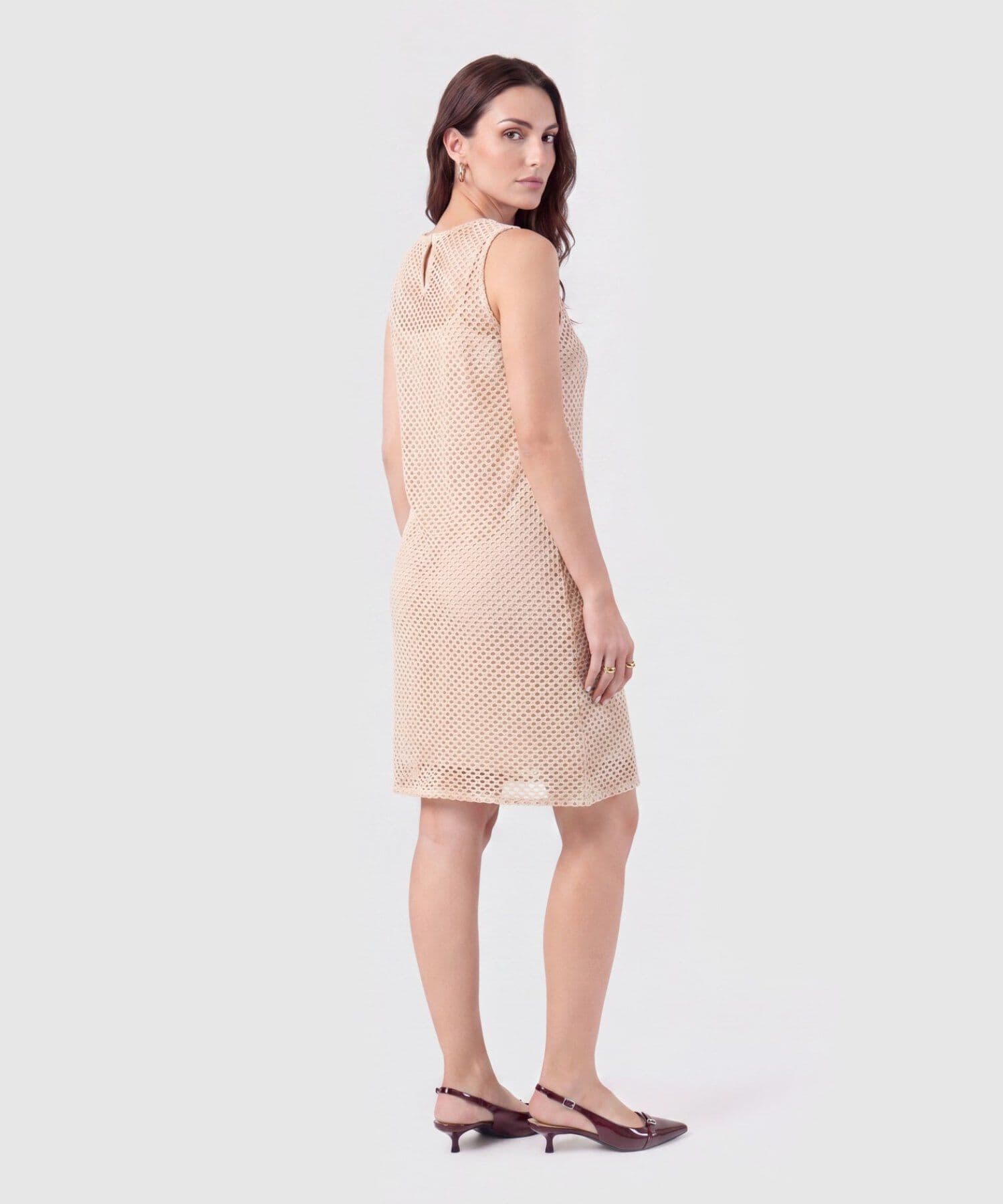 Vestido Salina Fluido arena para mujer, vista 3