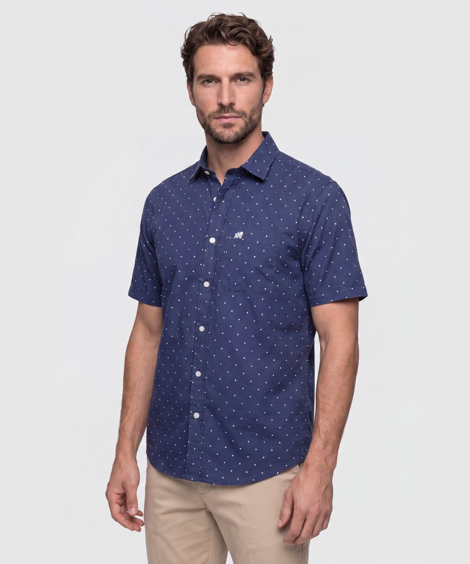 Camisa Palma Minimalista azul marino para hombre, vista principal