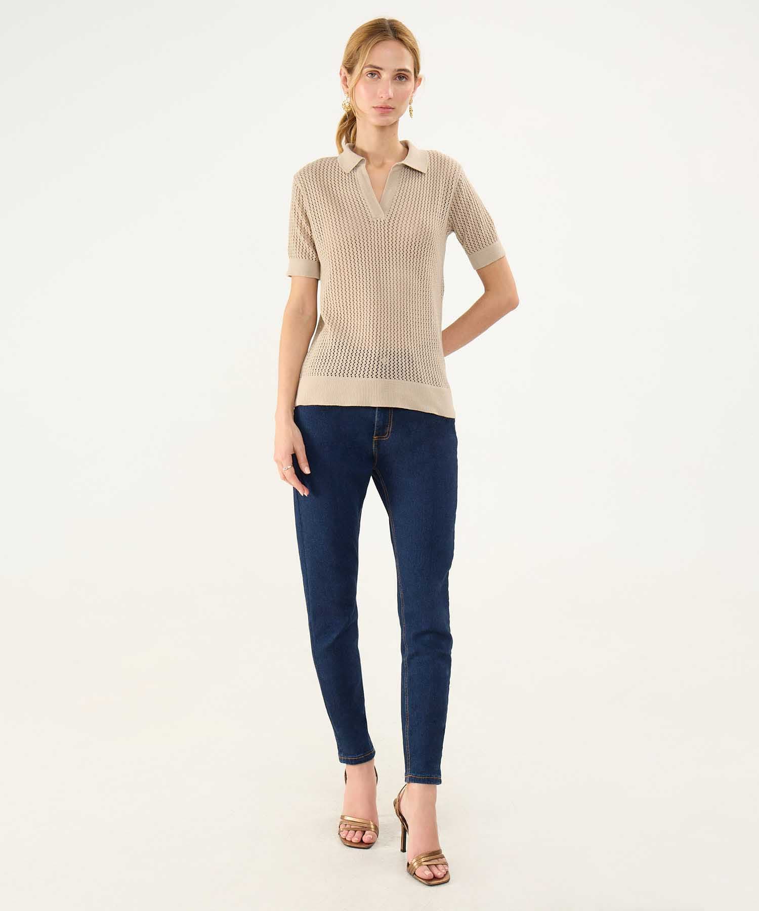 Polo Jacaranda Edición Lino café para mujer, vista 2