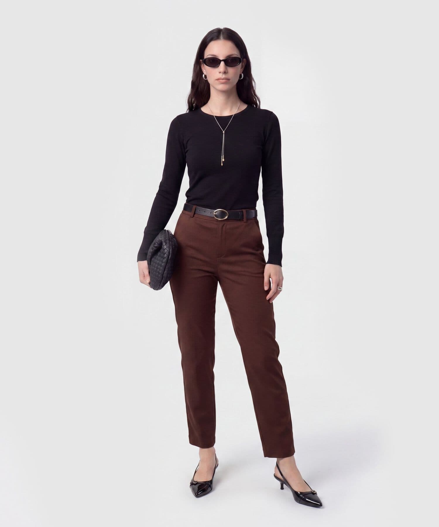 Pantalón Violeta Fluido café para mujer, vista 2