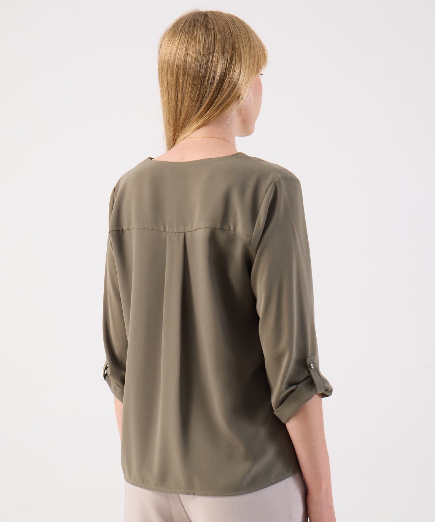 Blusa Dalia Natural verde oliva para mujer, vista 4