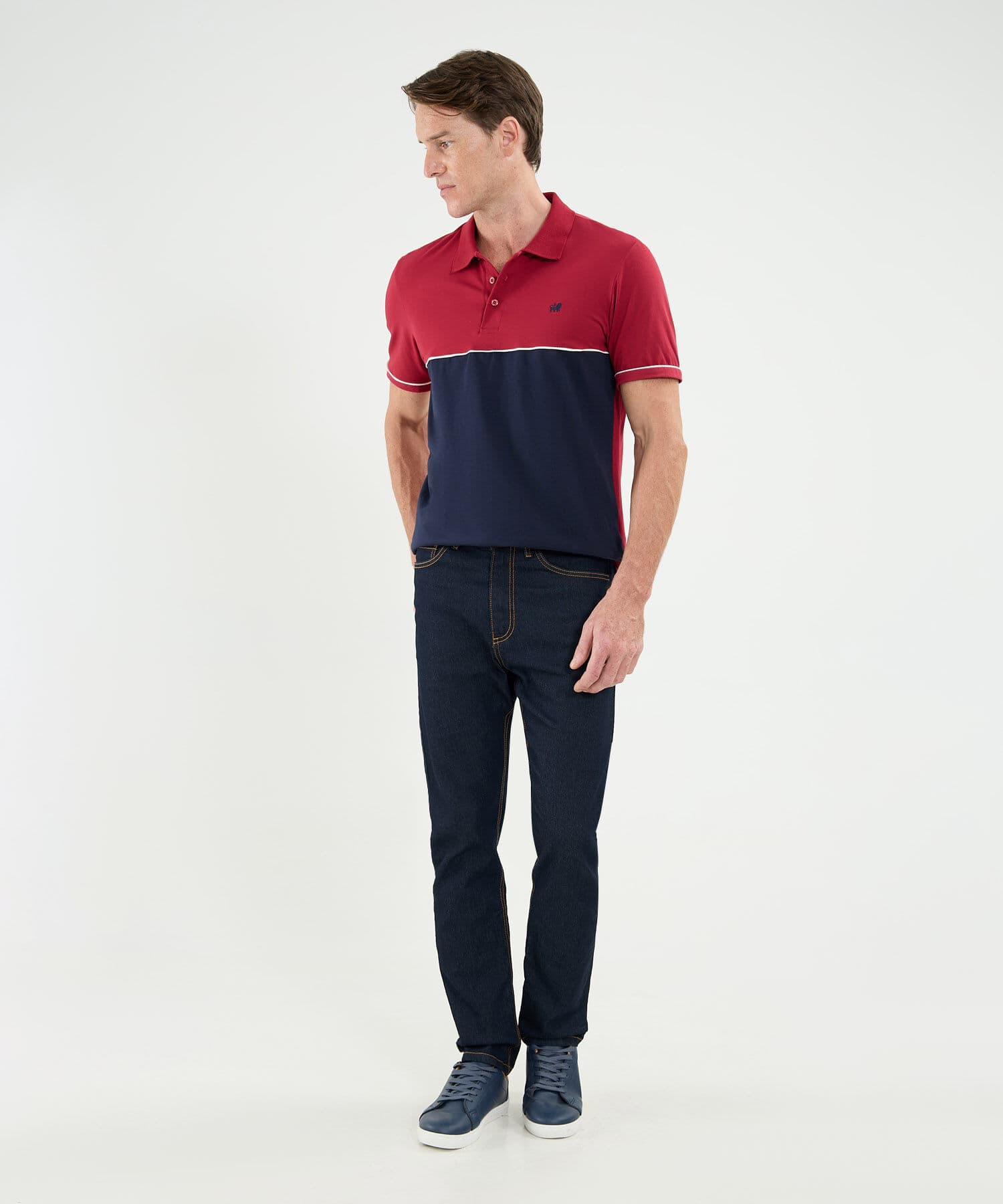 Polo Dorada Contemporáneo rojo granada para hombre, vista 2