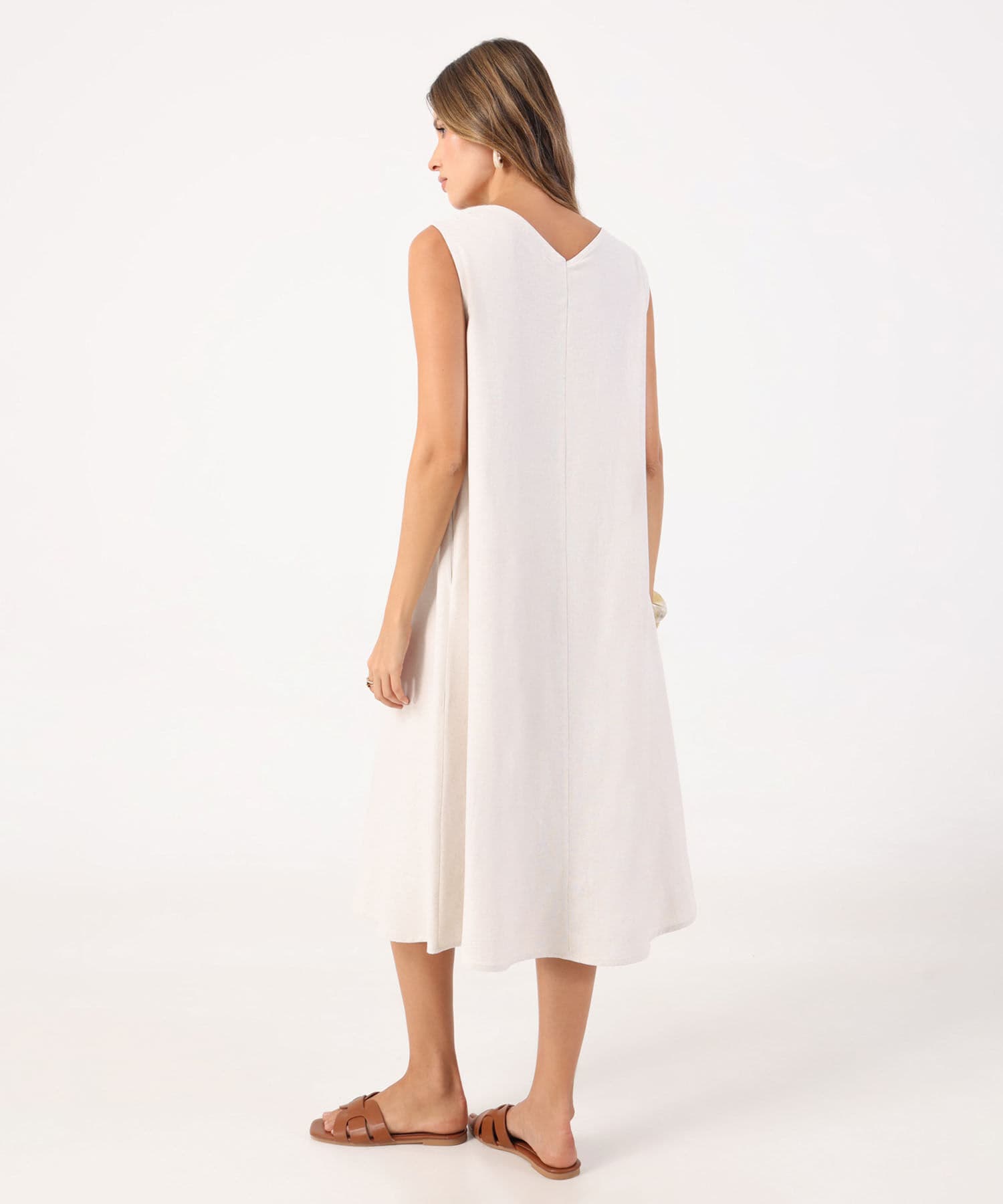 Vestido Dalia de Noche arena para mujer, vista 4