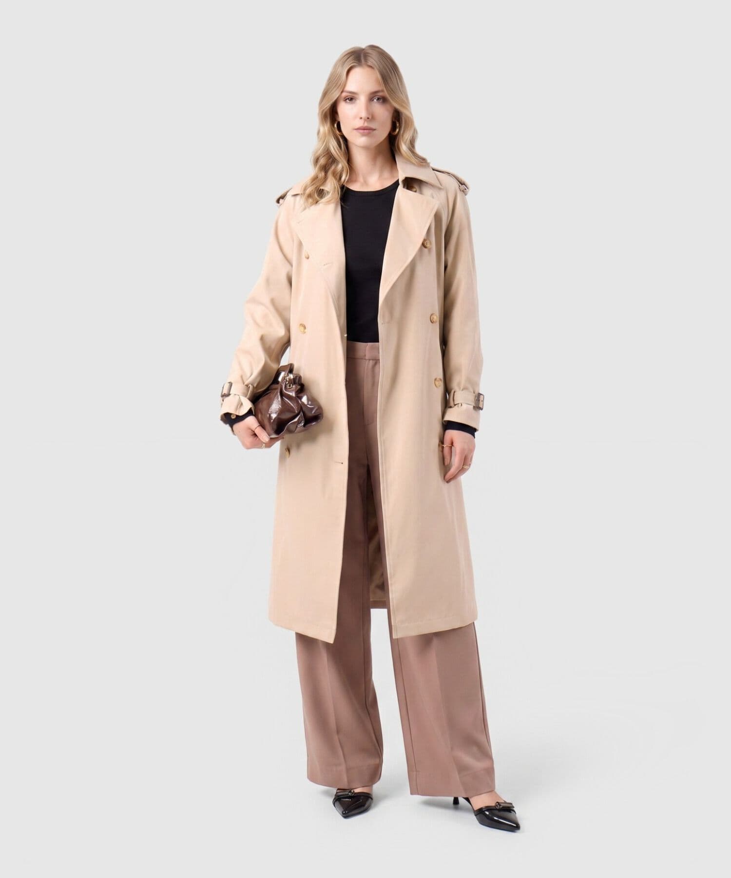 Pantalón Dorada Texturizado café para mujer, vista 2