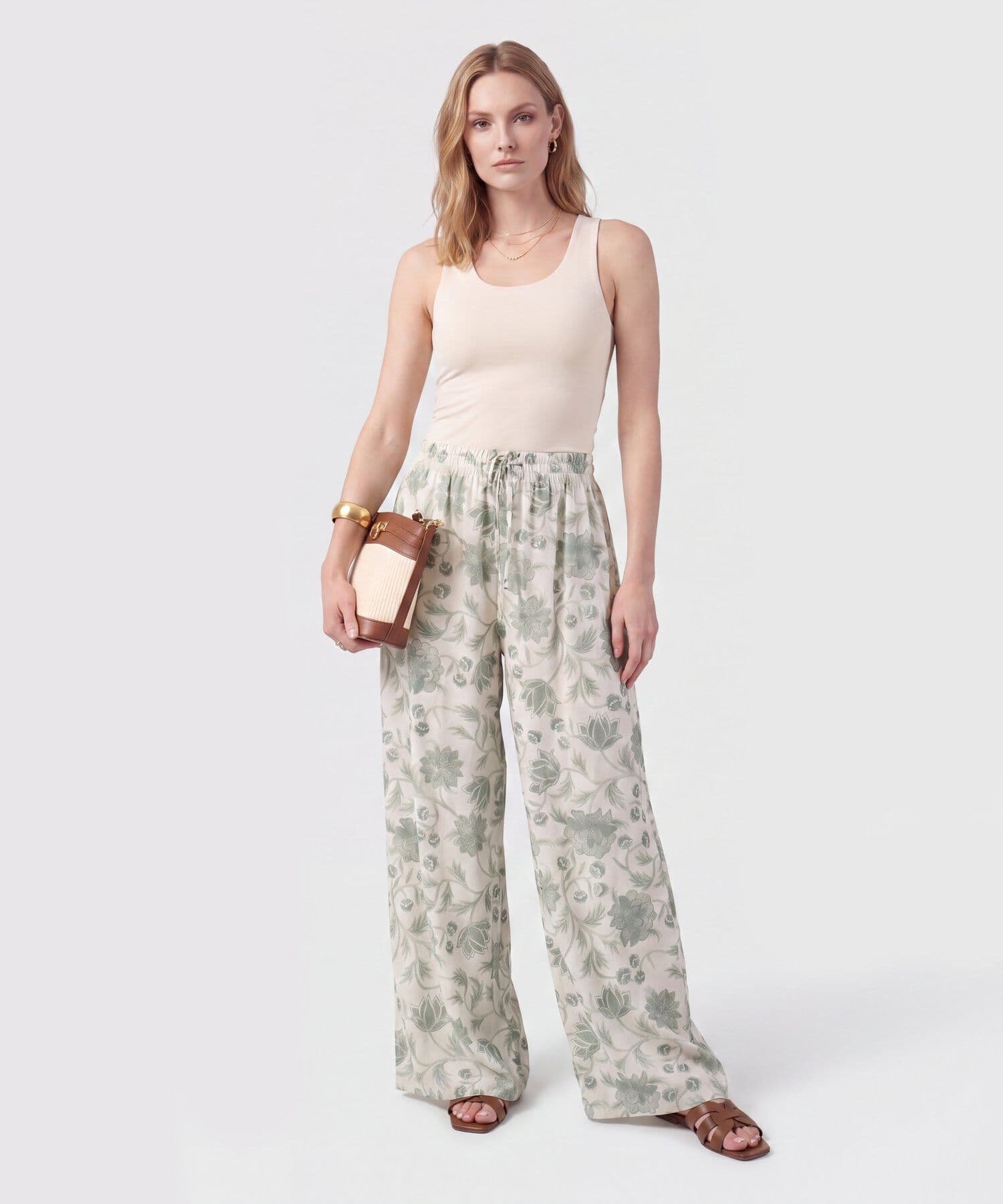 Pantalón Cobalto Edición Lino verde oliva para mujer, vista 2