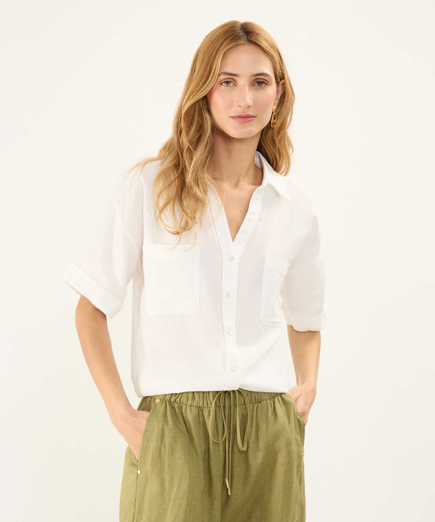 Camisa Brisa Minimalista blanco para mujer, vista principal