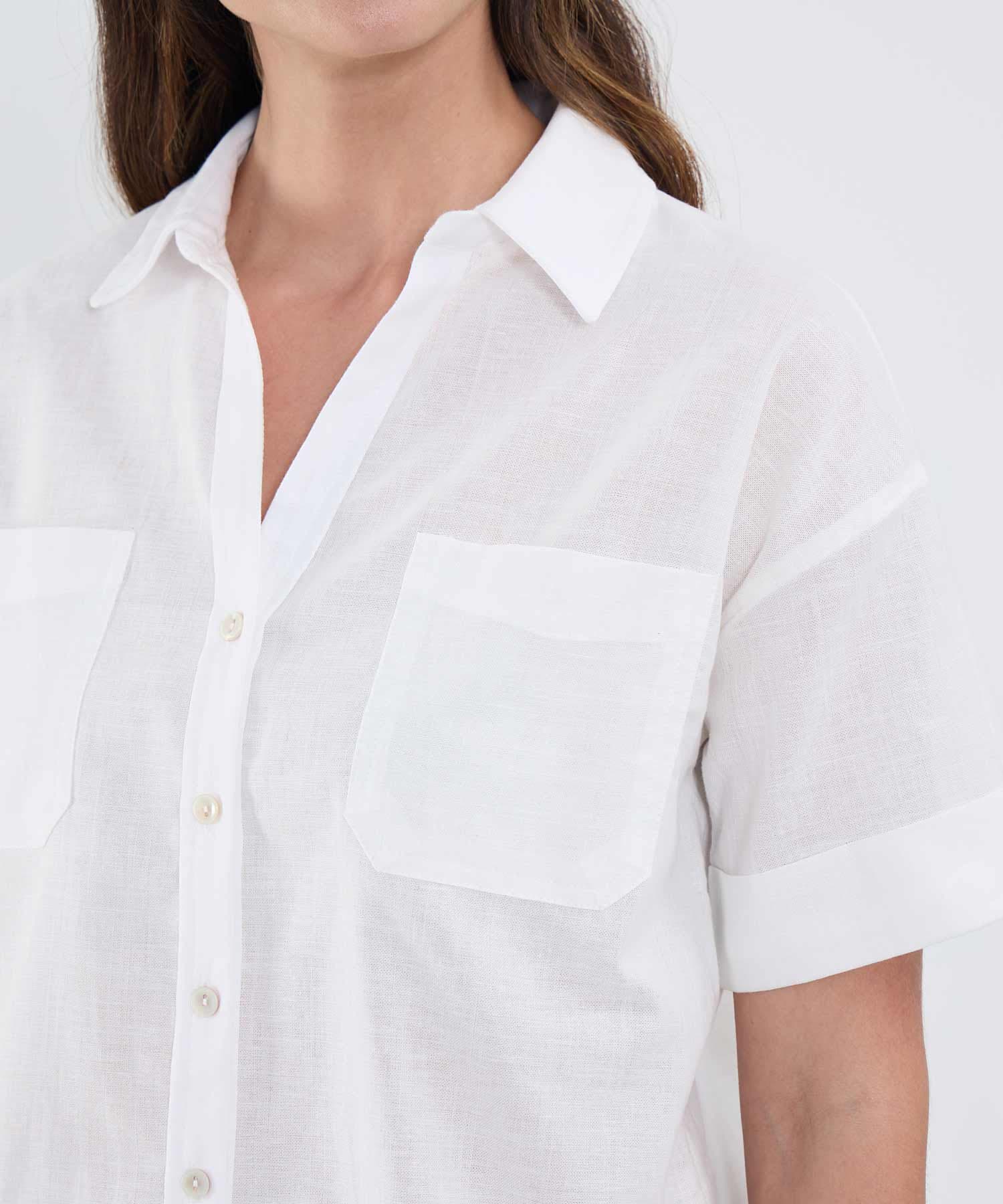 Camisa Celeste Relajado blanco para mujer, vista 3
