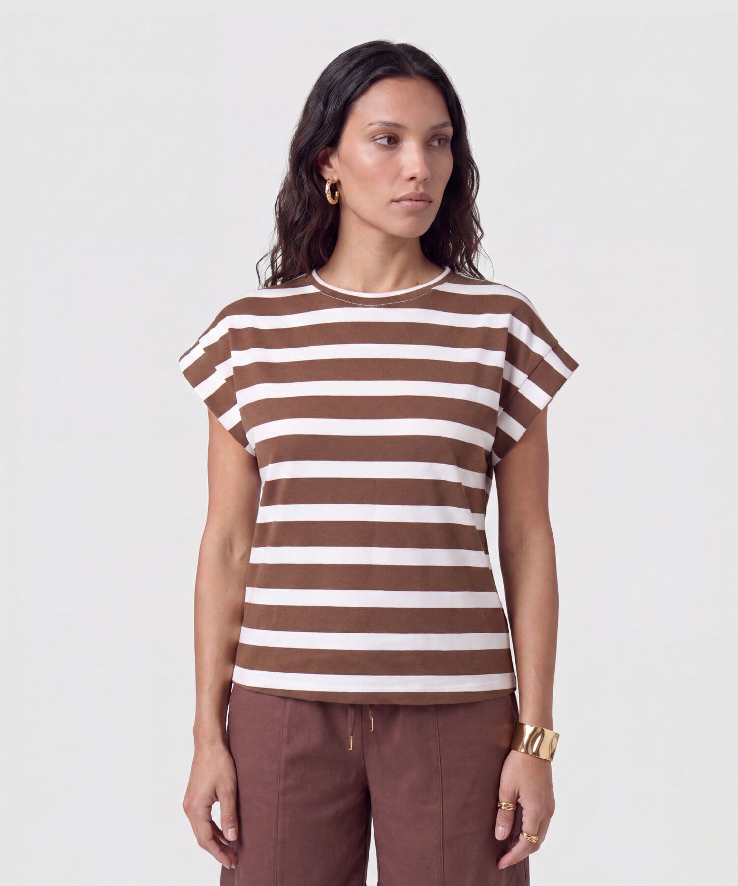 Camiseta Cobalto Fluido café para mujer, vista principal