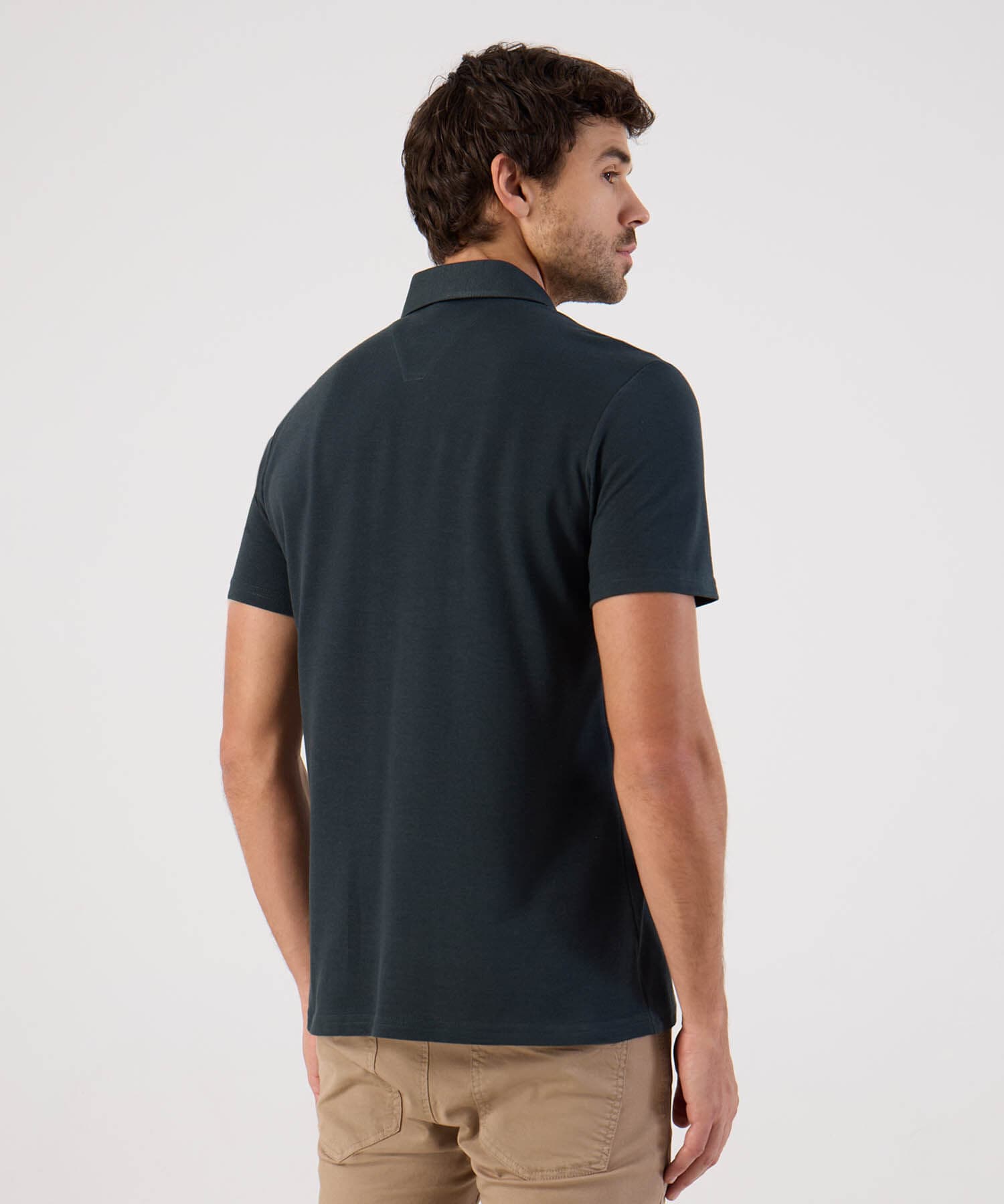 Polo Elisa Edición Lino verde oliva para hombre, vista 4