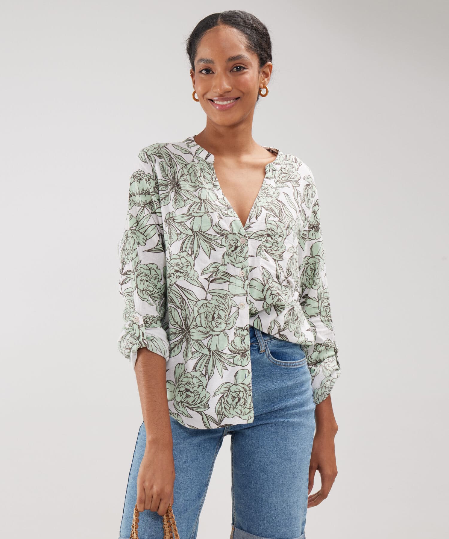 Blusa Valentina Edición Índigo verde oliva para mujer, vista principal
