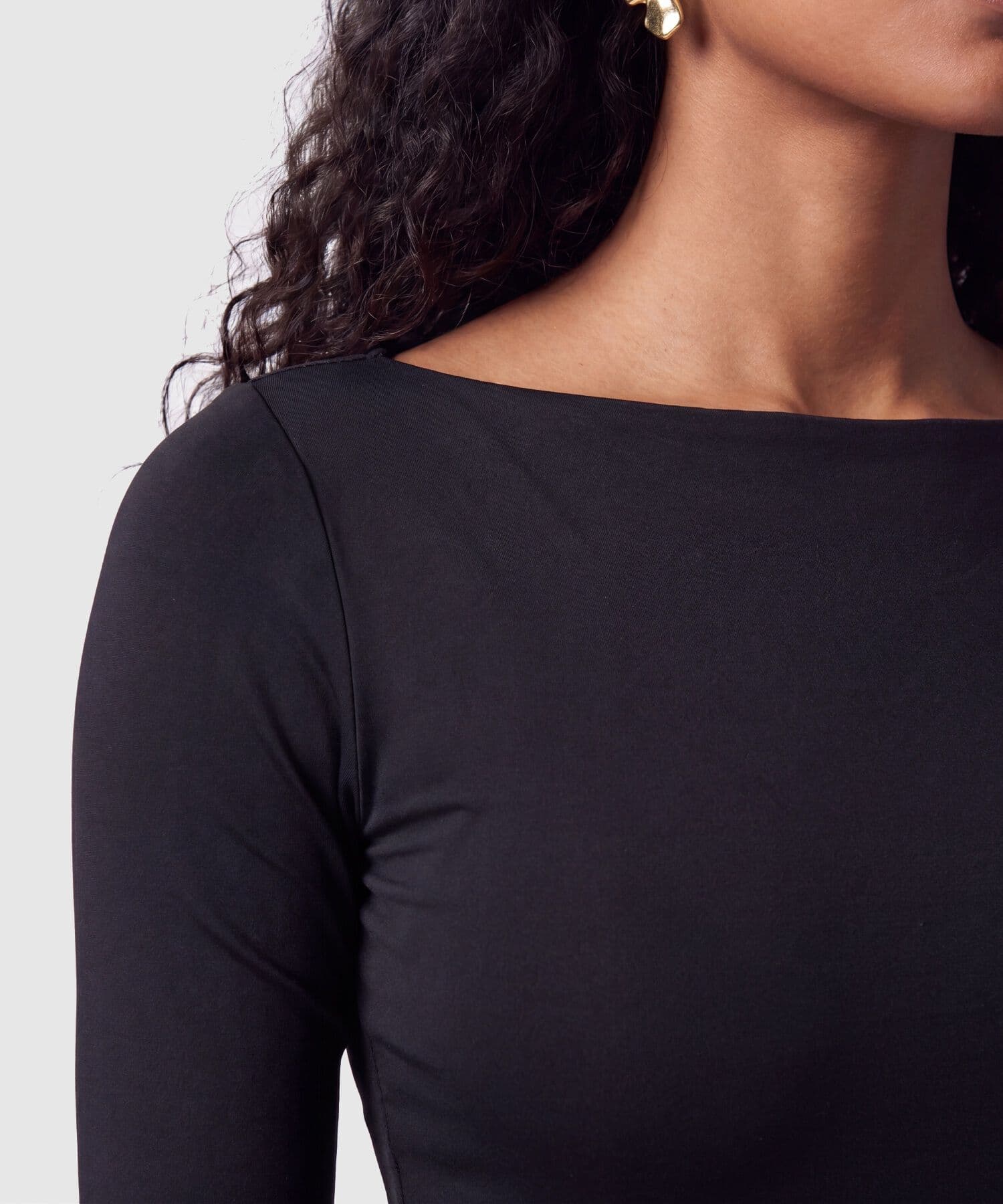 Camiseta Laguna Minimalista negro para mujer, vista 3