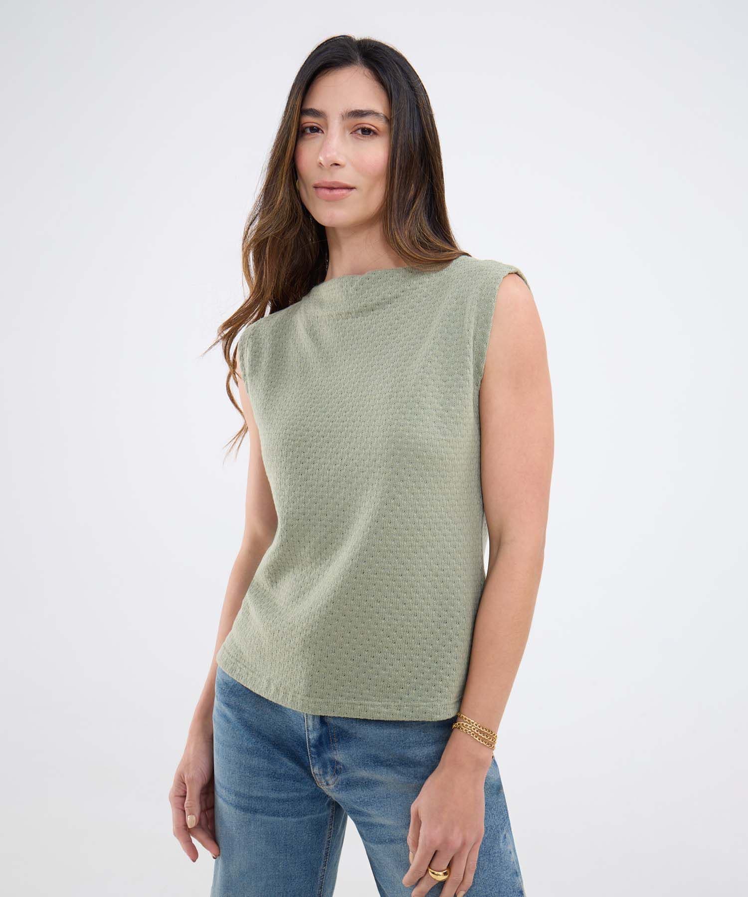 Camiseta Violeta Relajado verde oliva para mujer, vista principal